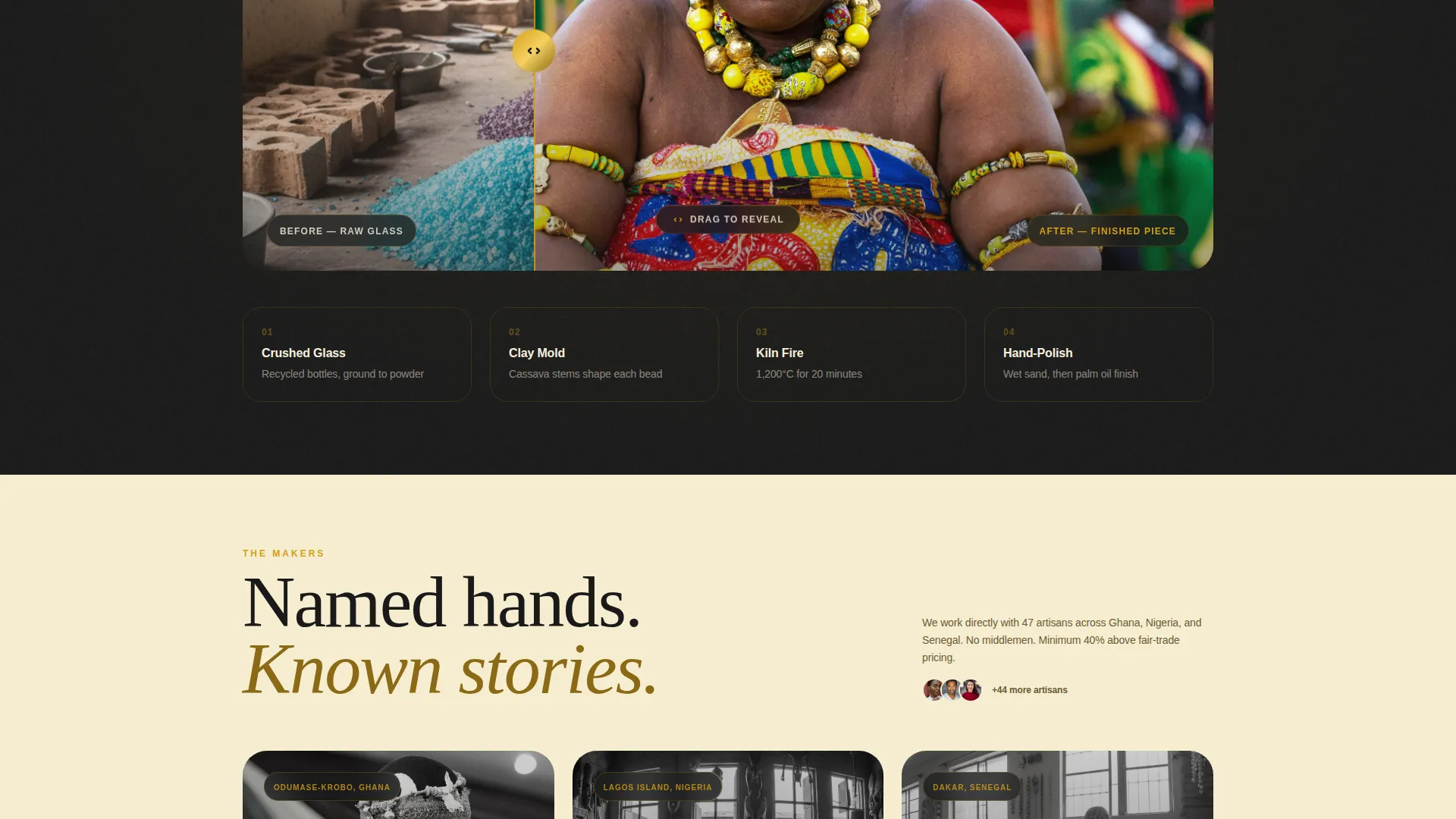 African Jewelry Landing Page Template | Bento Grid