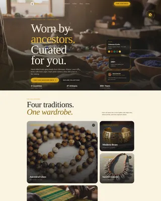 African Jewelry Landing Page Template | Bento Grid