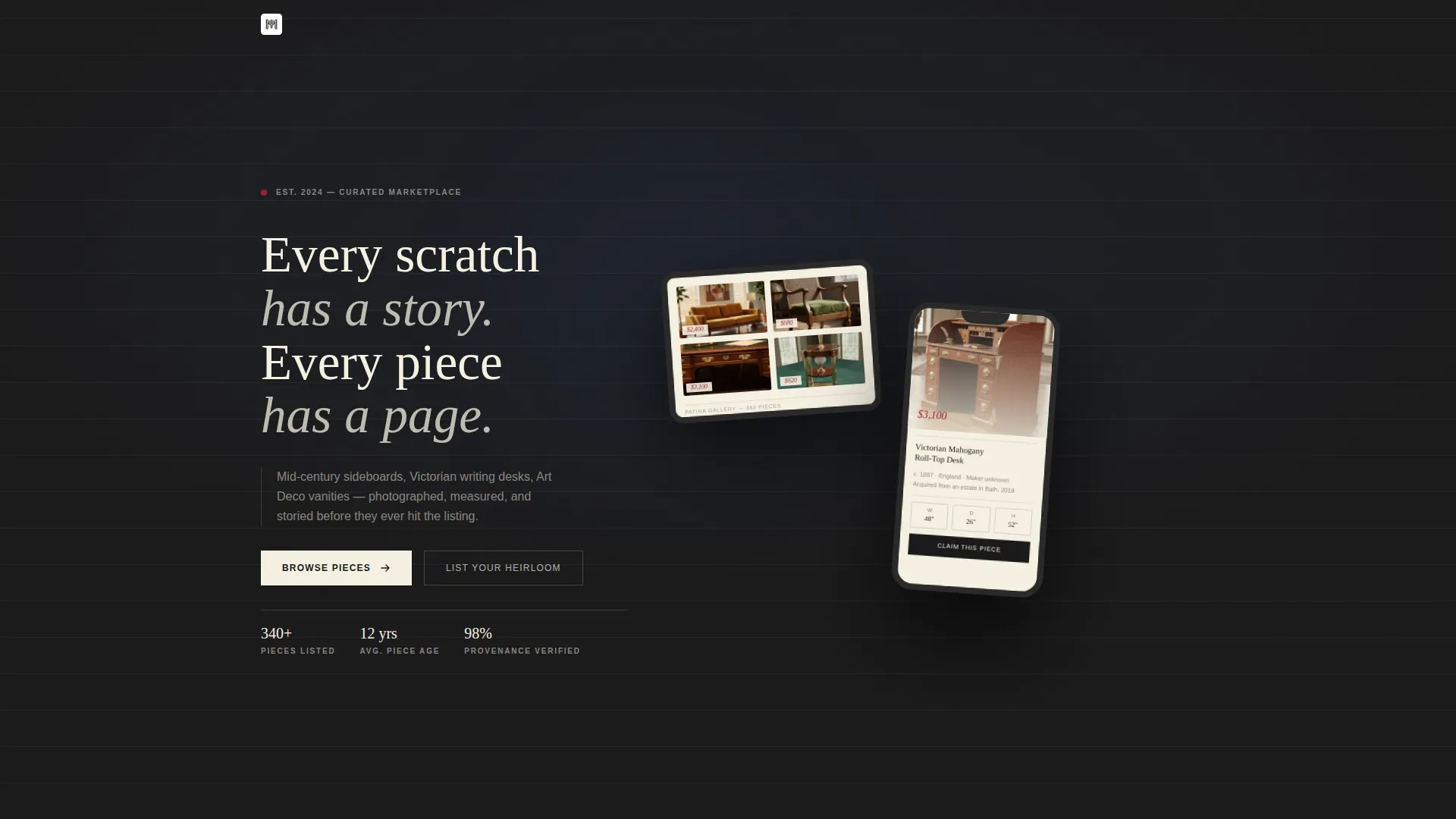 Antique & Vintage Furniture Marketplace Landing Page