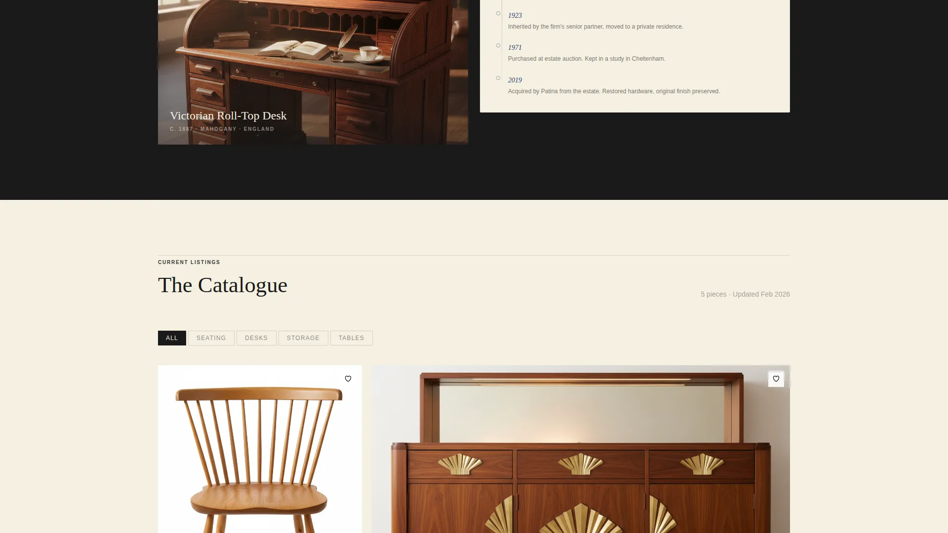 Antique & Vintage Furniture Marketplace Landing Page