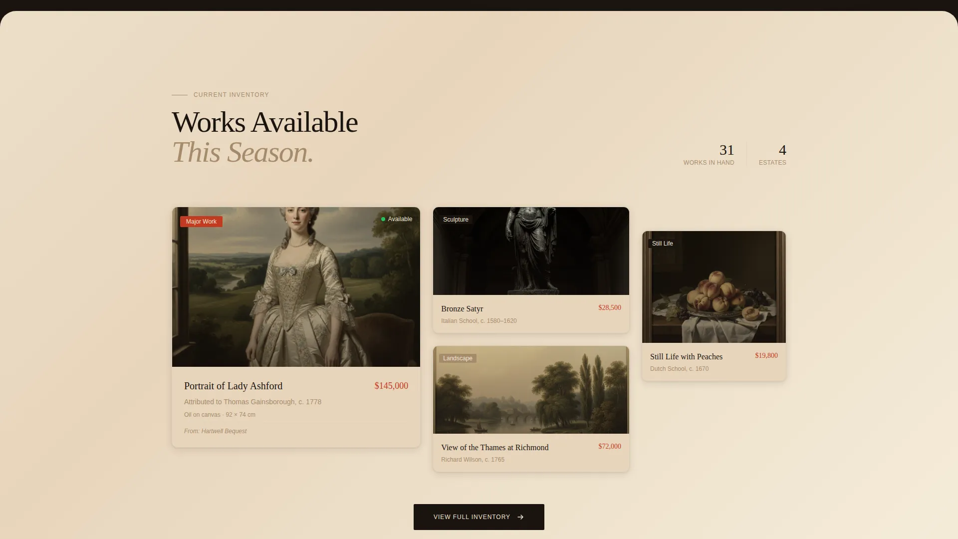 Antique Art Dealer Landing Page Template