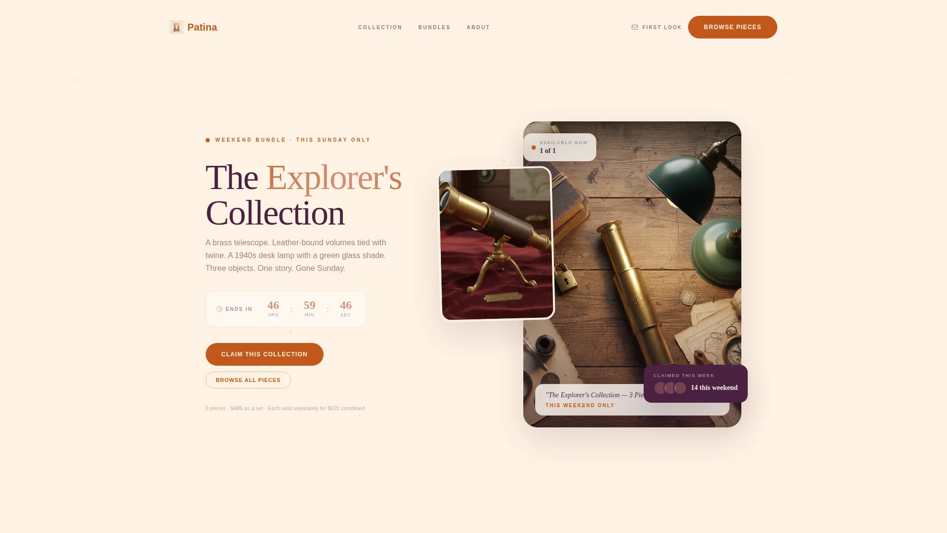 Nostalgic Antique Store Landing Page Template