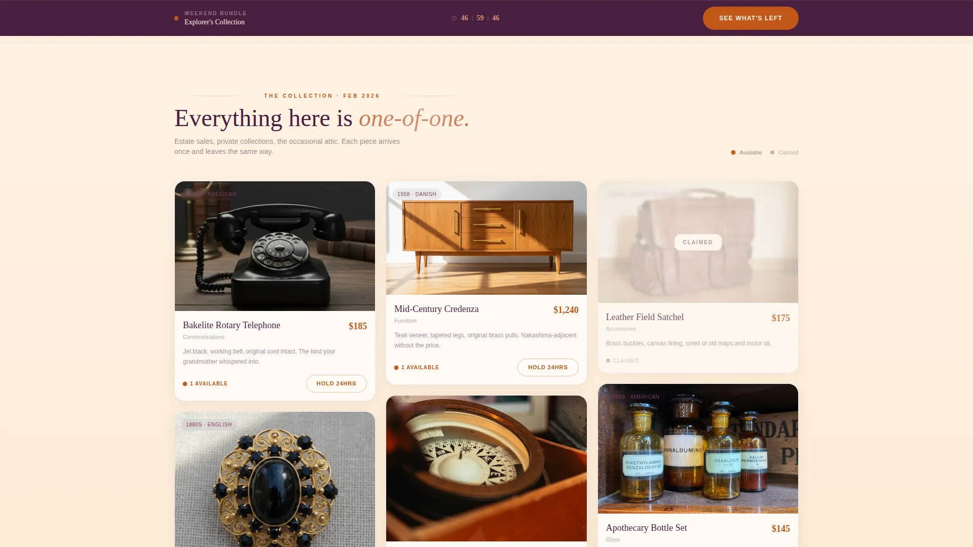 Nostalgic Antique Store Landing Page Template