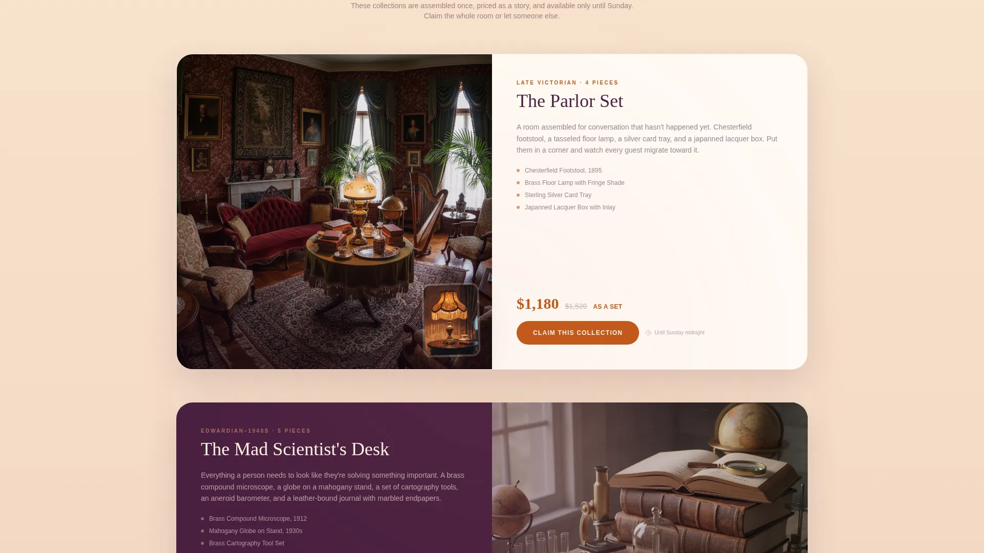 Nostalgic Antique Store Landing Page Template