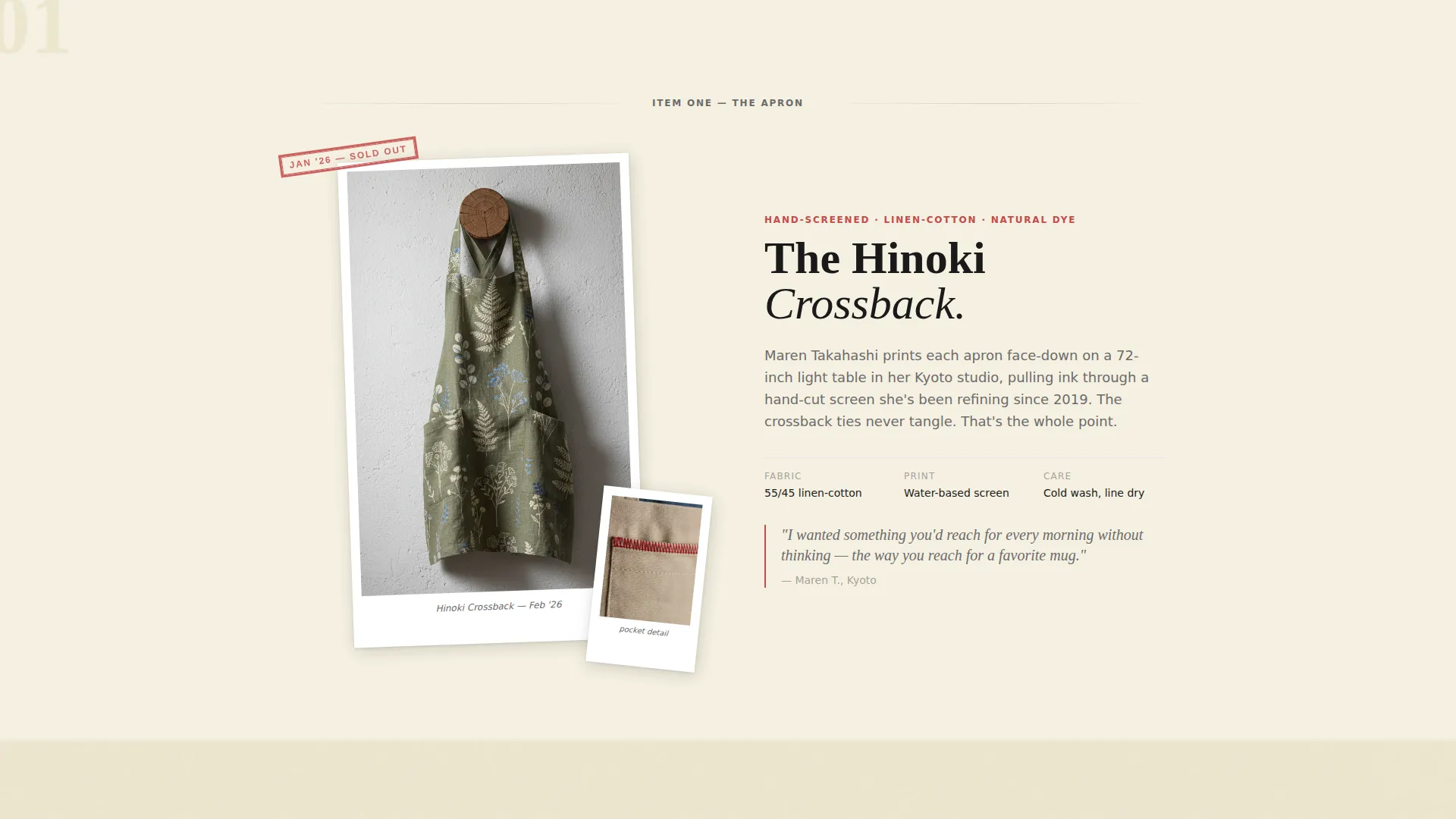 Aprons & Kitchen Textiles Store Pricing & Packages Website Template