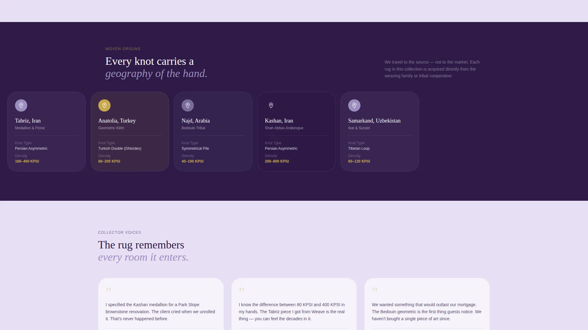 Bento Grid Rug Store Landing Page Template