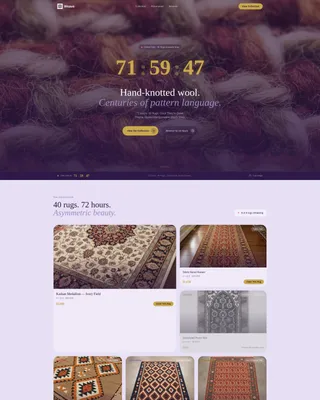 Bento Grid Rug Store Landing Page Template