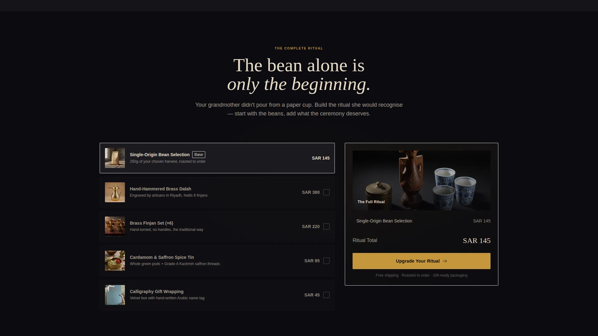 Ceremonial Arabic Coffee Landing Page Template