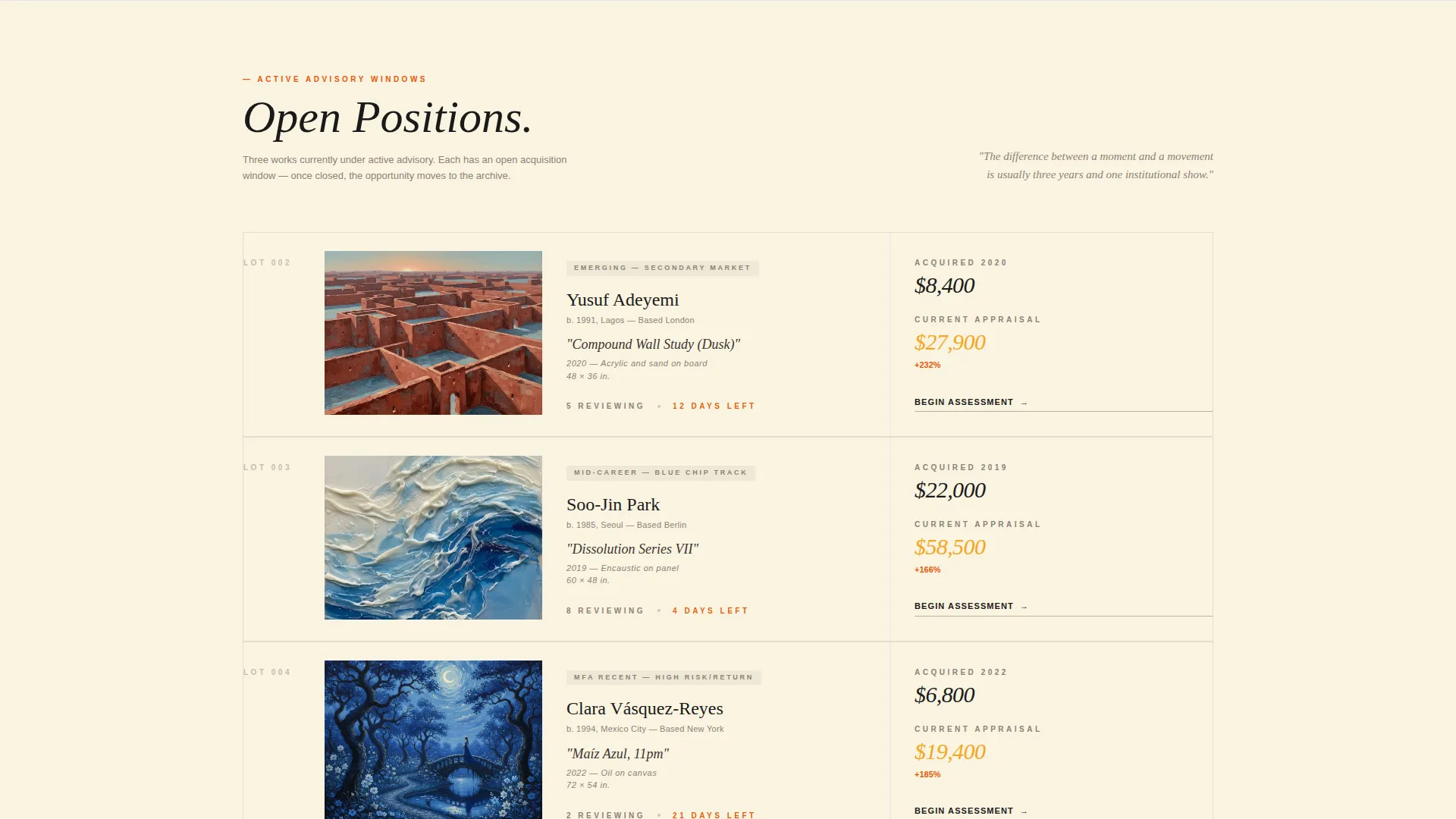 Art Advisory & Brokerage Landing Page Template
