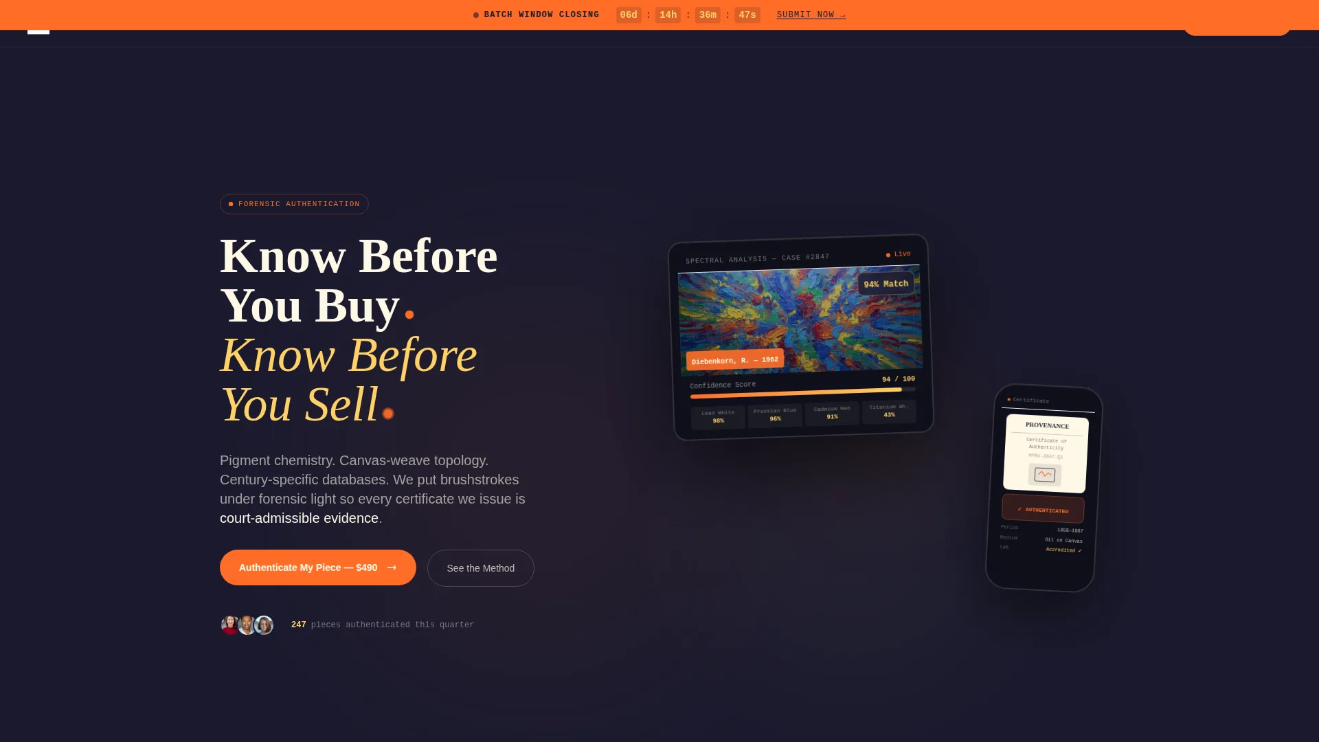 Forensic Art Authentication Landing Page Template
