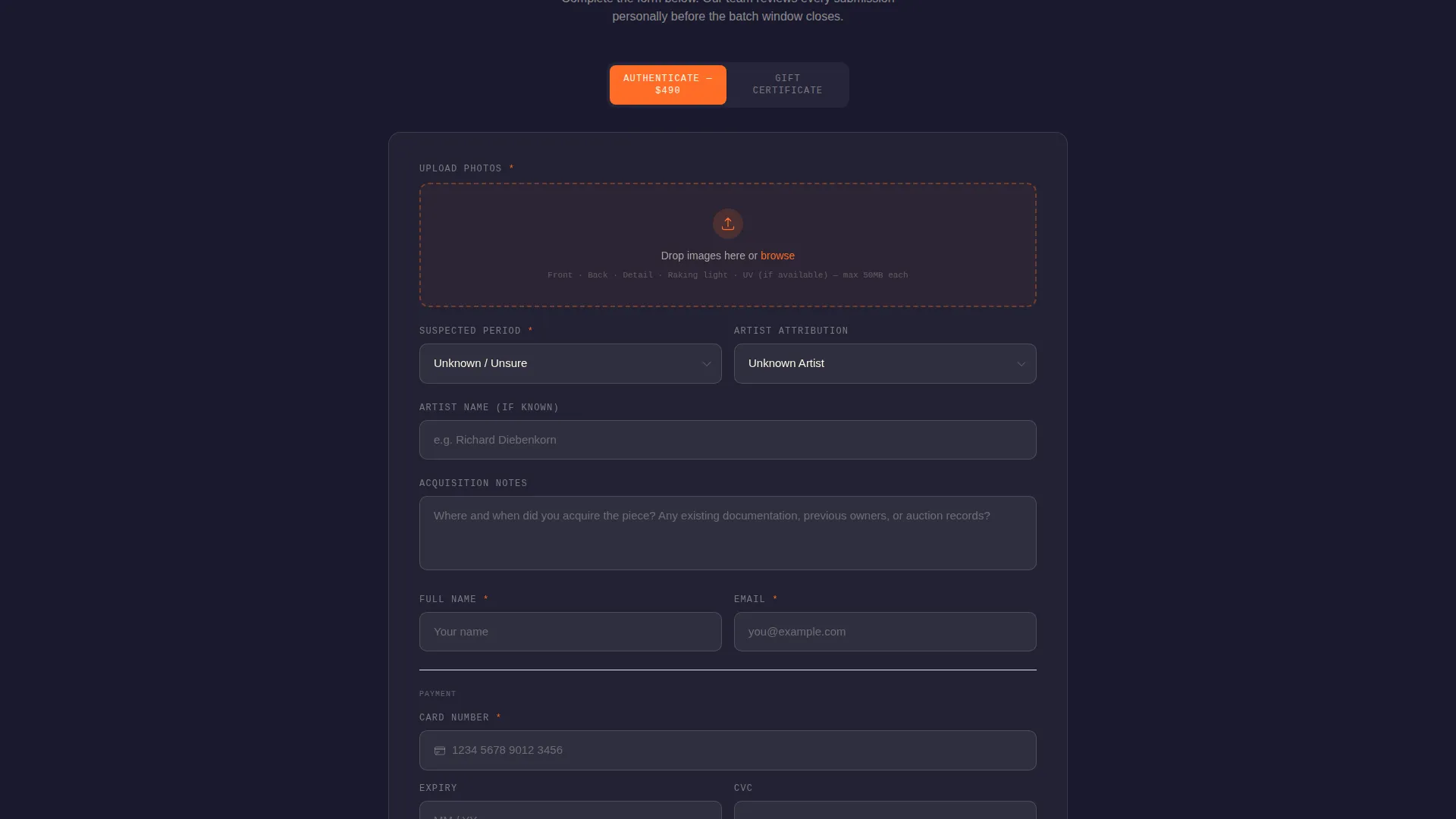 Forensic Art Authentication Landing Page Template