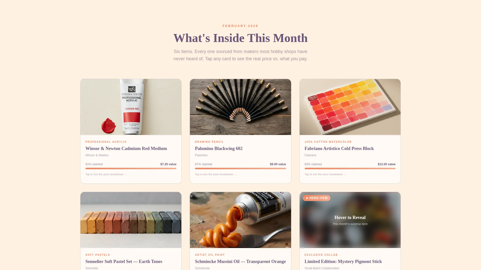 Art Supply Subscription Box Landing Page Template