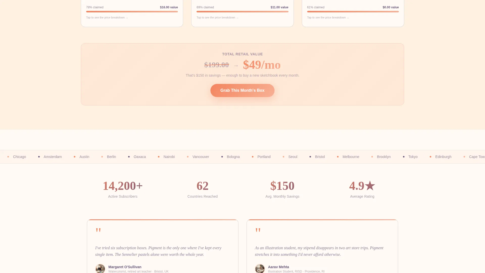 Art Supply Subscription Box Landing Page Template