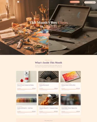 Art Supply Subscription Box Landing Page Template
