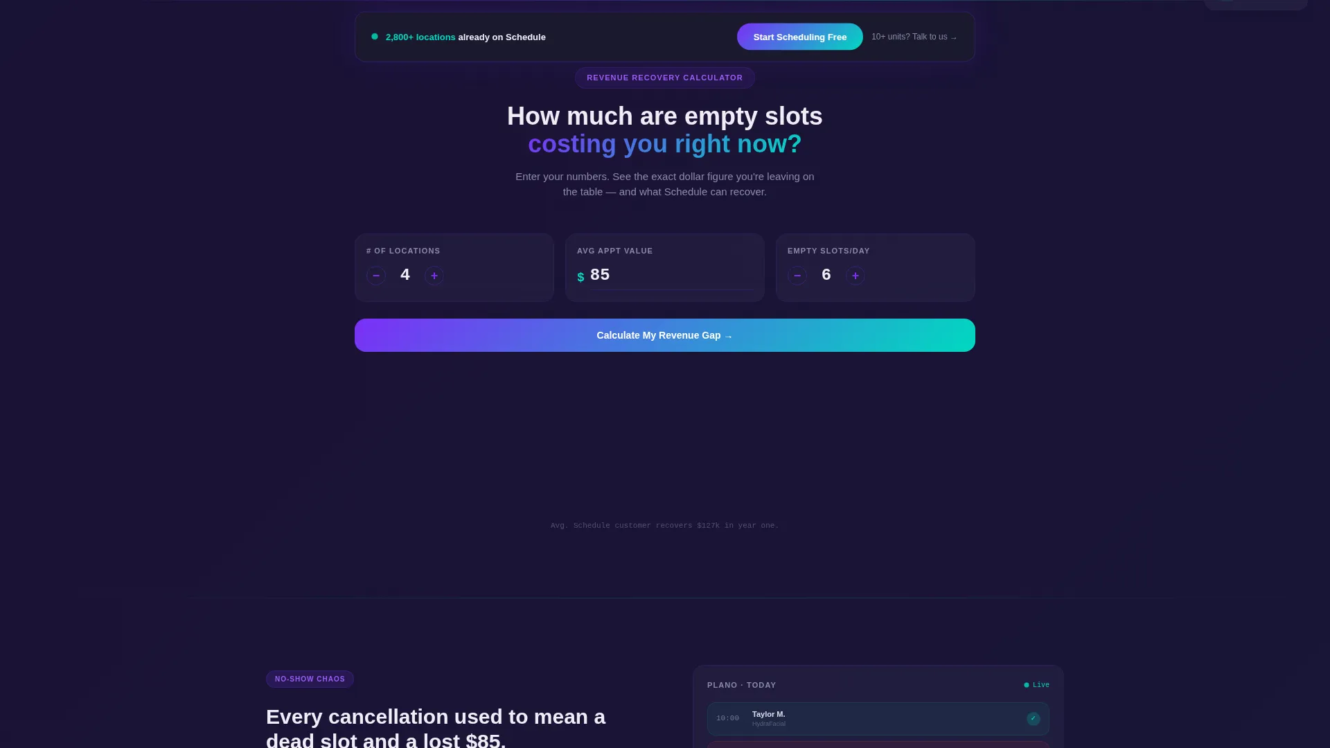 Franchise Appointment Scheduling Landing Page