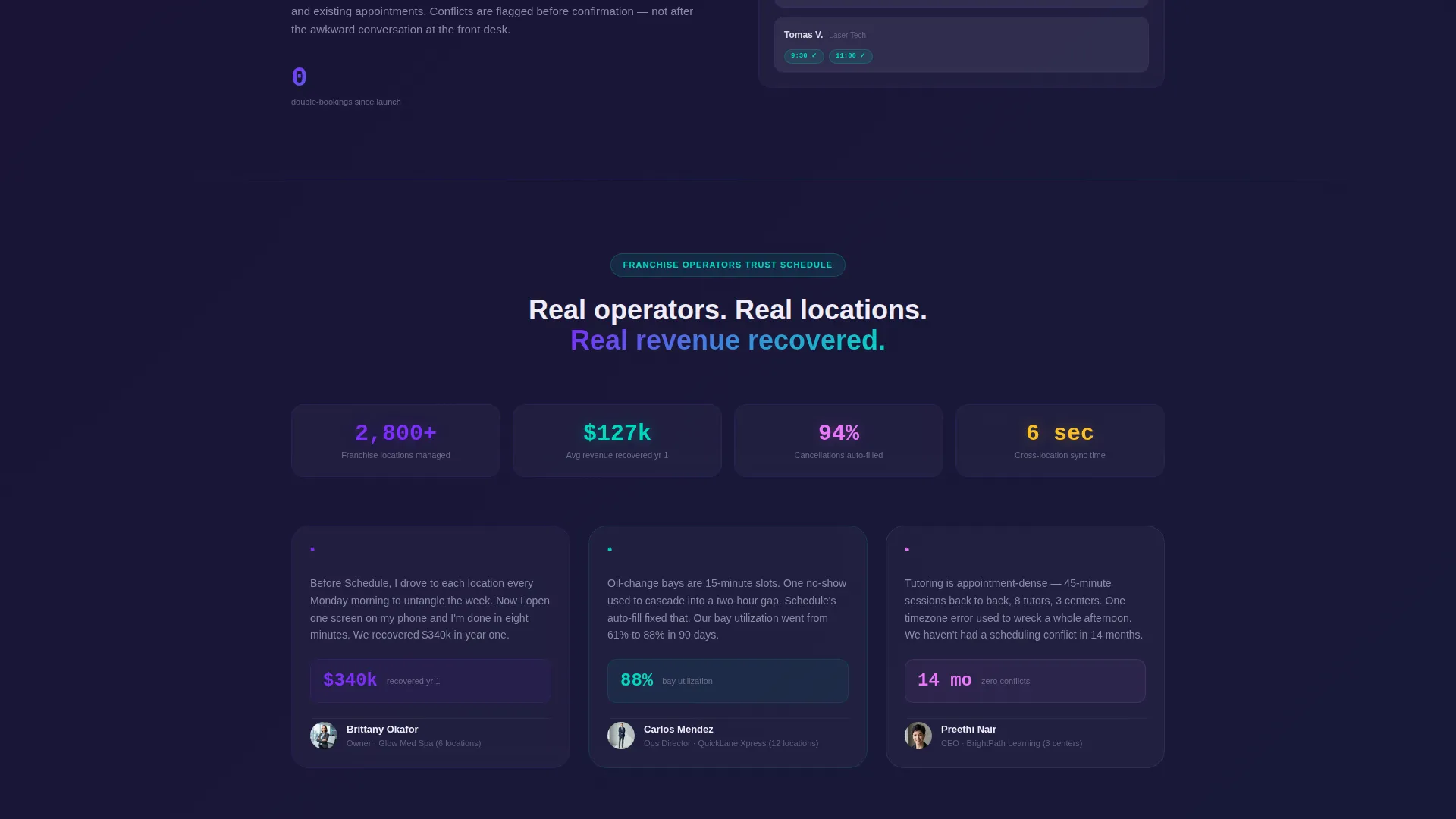 Franchise Appointment Scheduling Landing Page