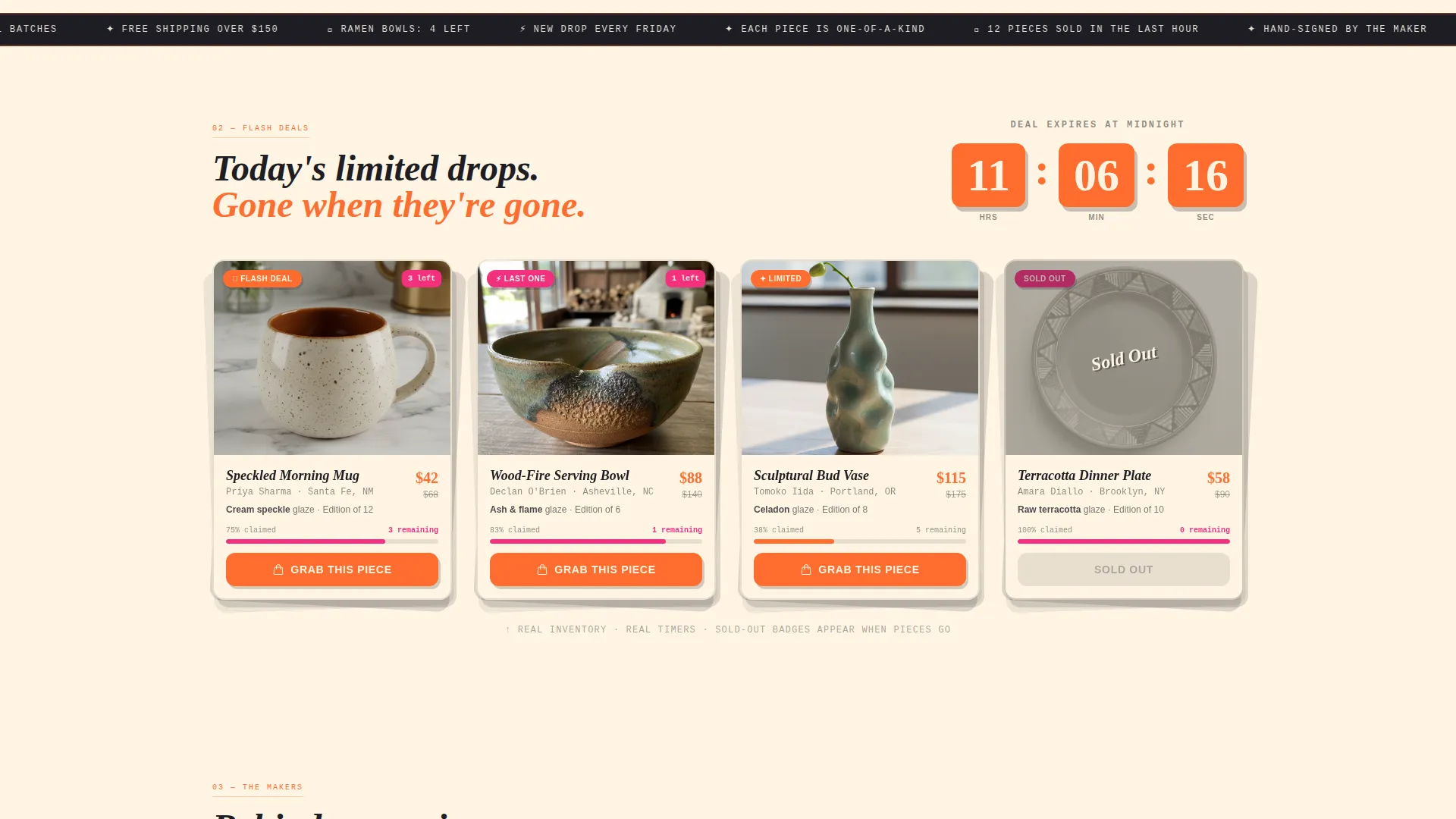 Handcrafted Ceramics Marketplace Landing Page Template
