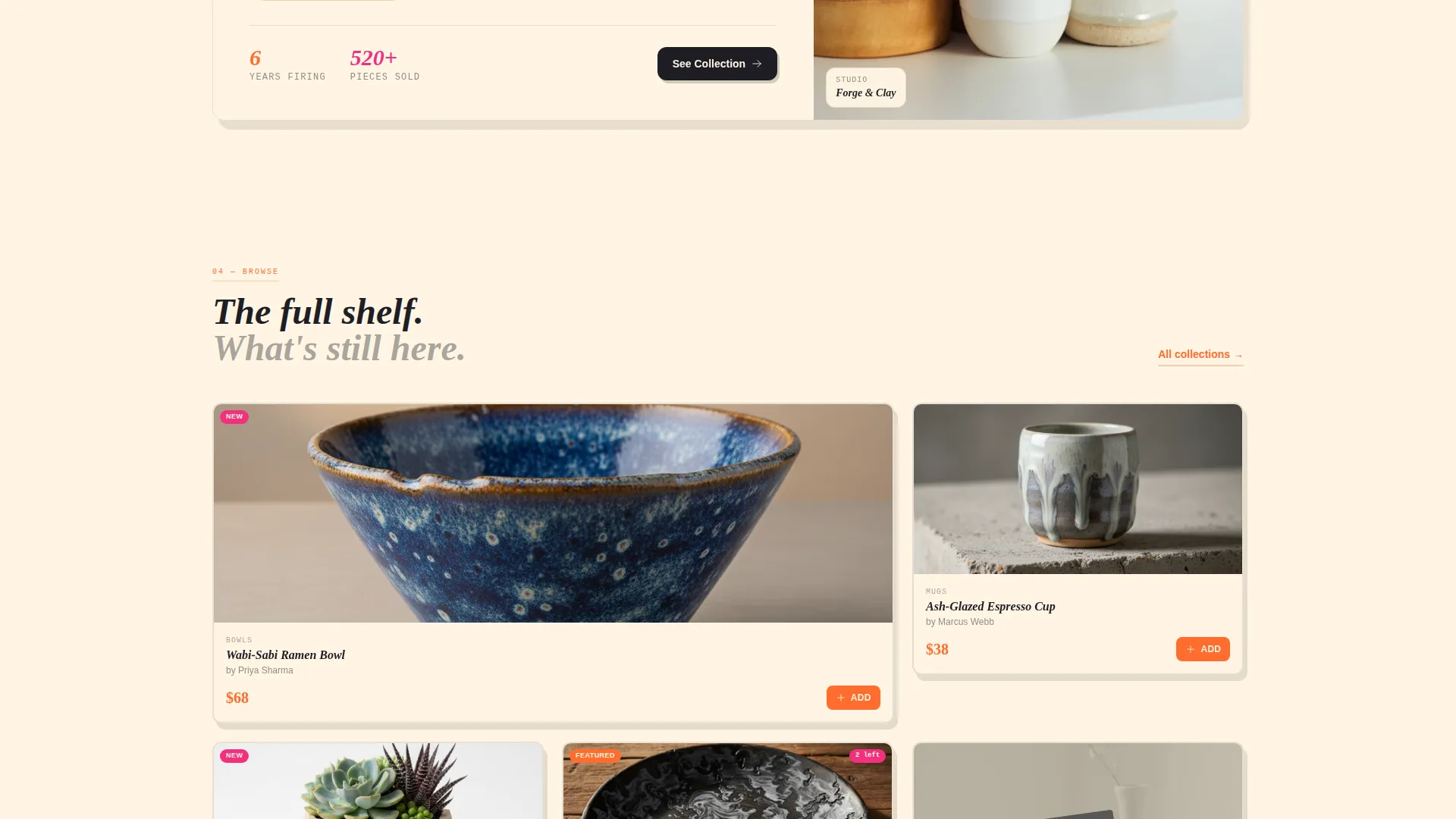 Handcrafted Ceramics Marketplace Landing Page Template