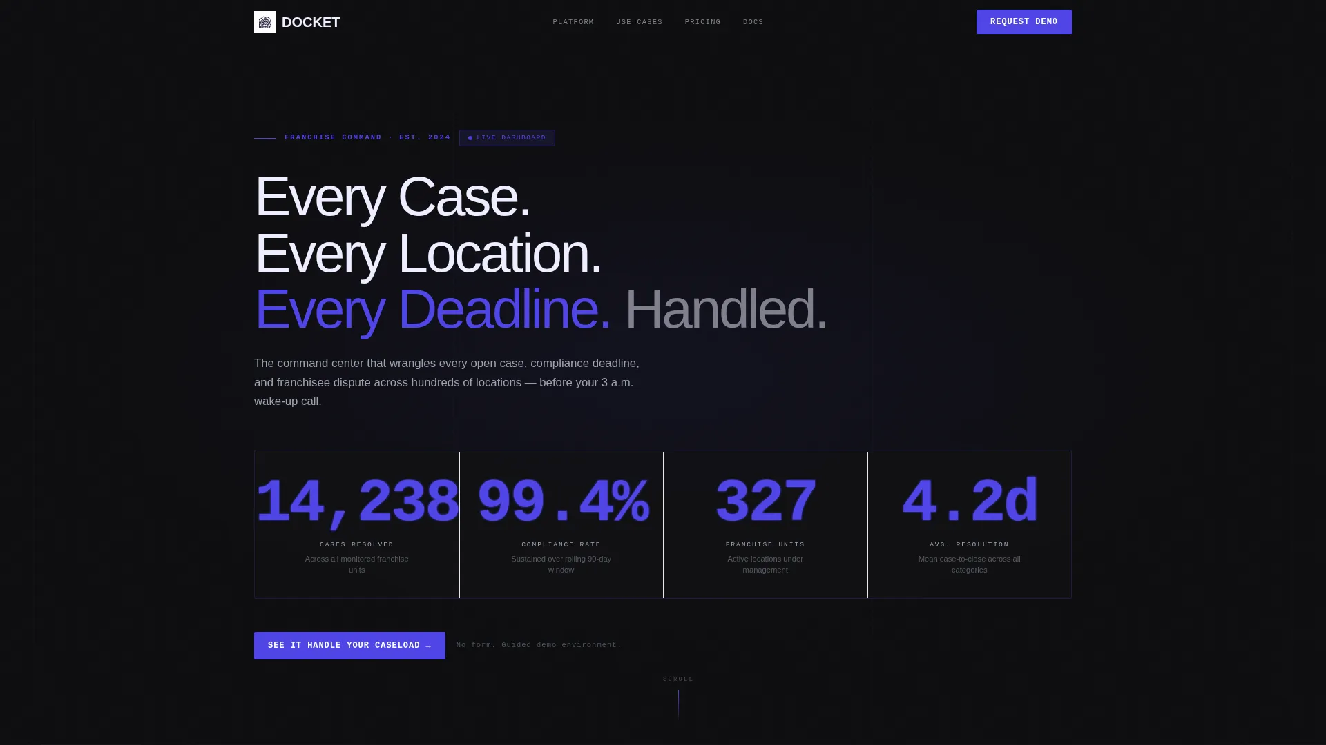 Brutal Franchise Case Management Landing Page