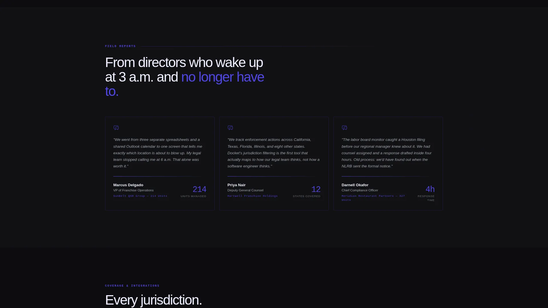 Brutal Franchise Case Management Landing Page