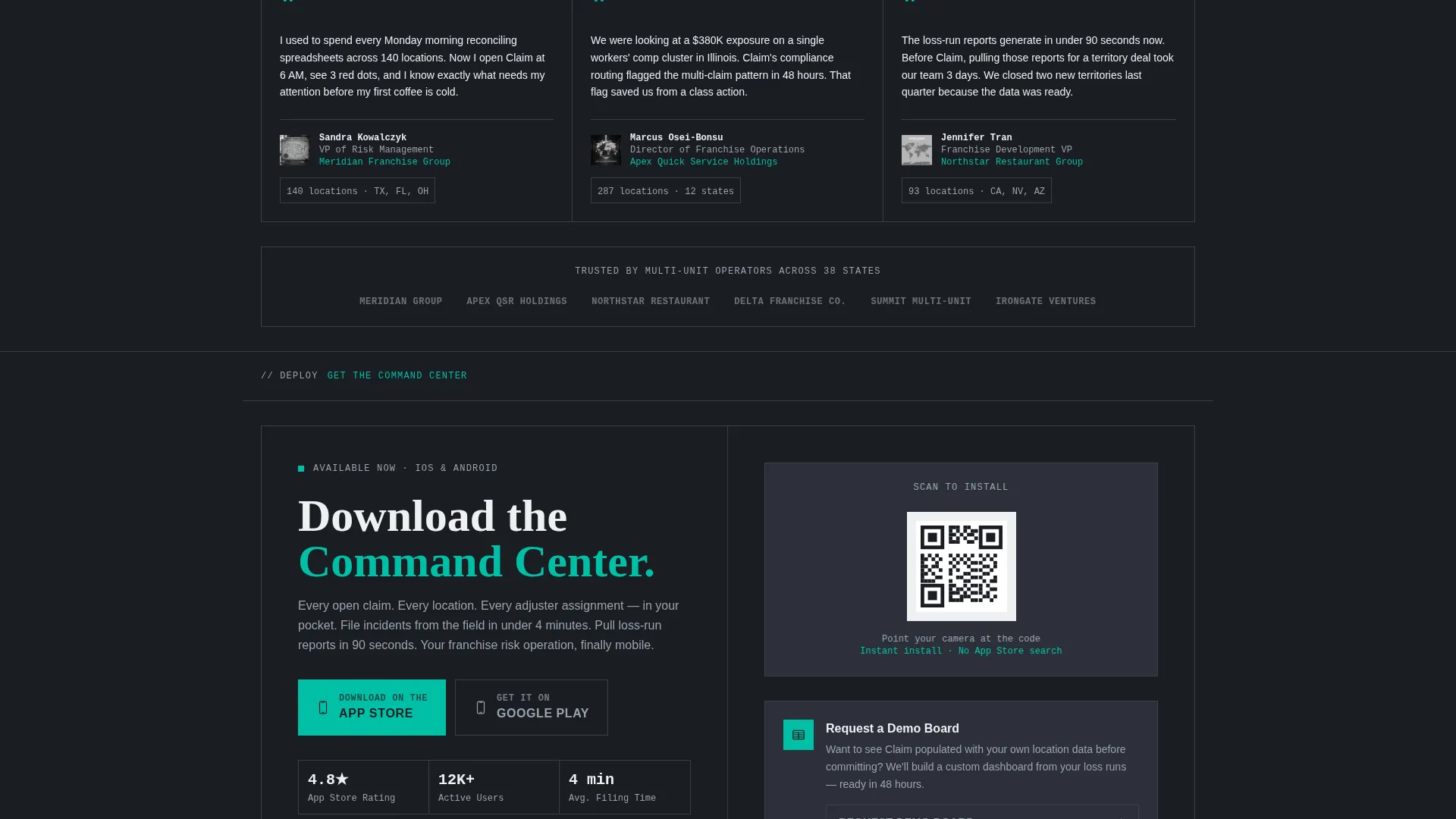 Franchise Claims Management Landing Page Template