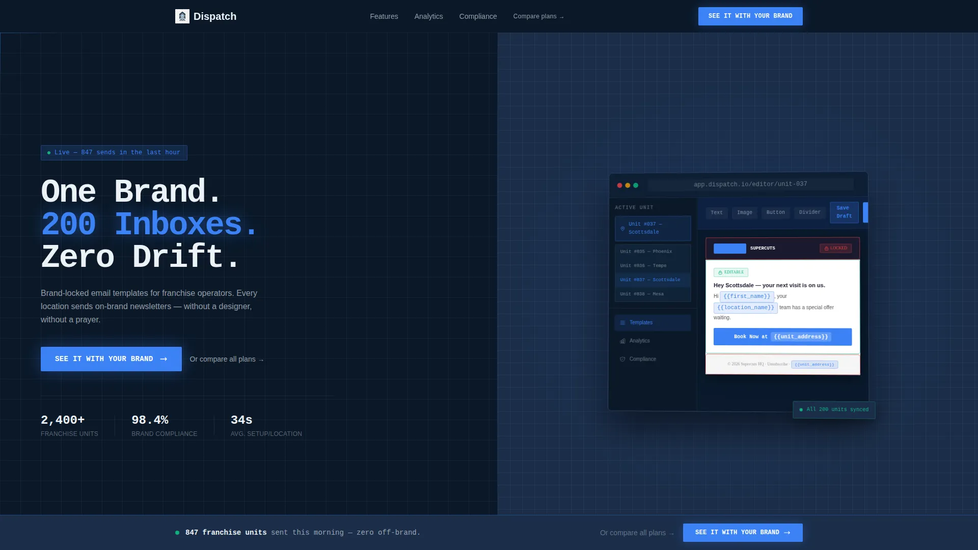 Franchise Email Newsletter Landing Page Template