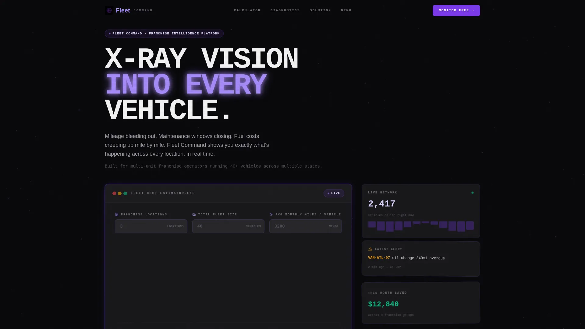 Franchise Fleet Management Landing Page Template