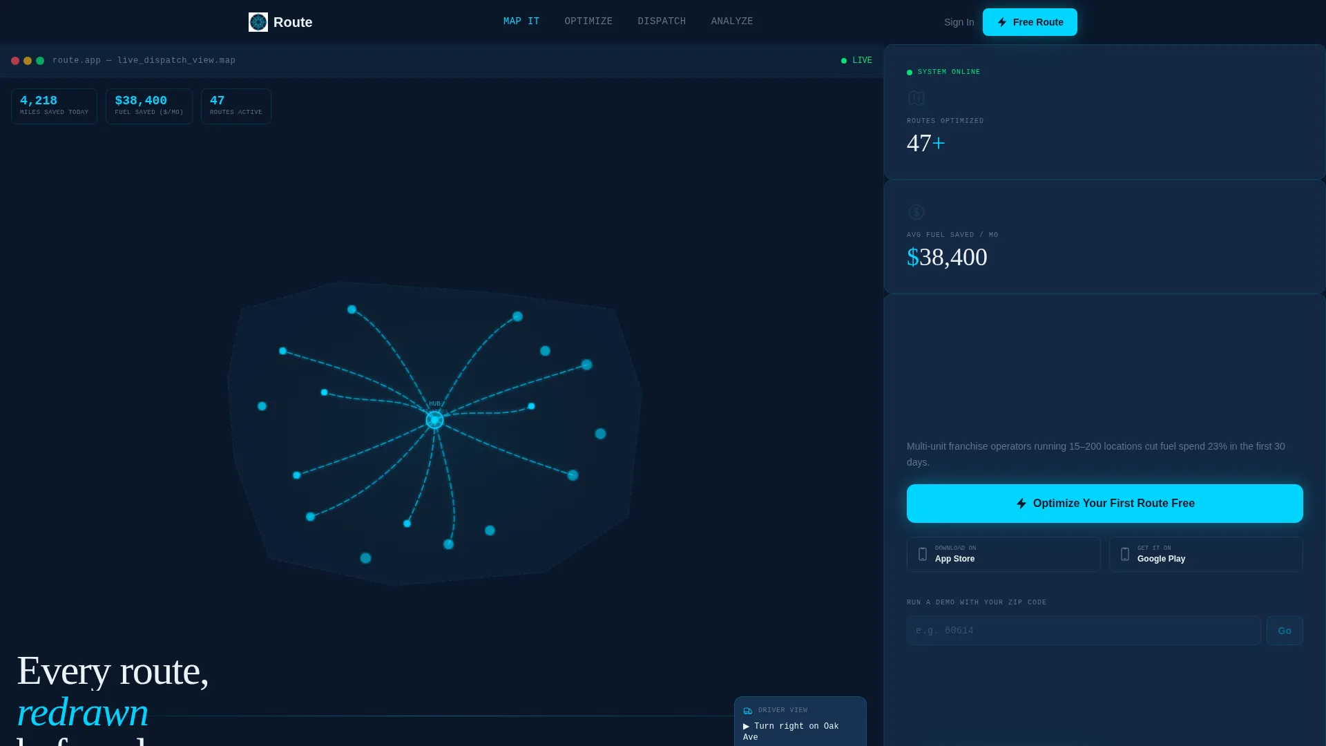 Franchise Route Optimization Landing Page Template