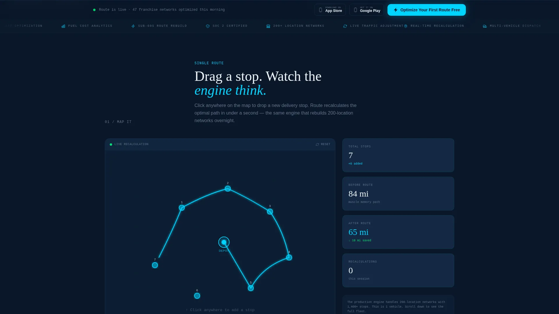 Franchise Route Optimization Landing Page Template