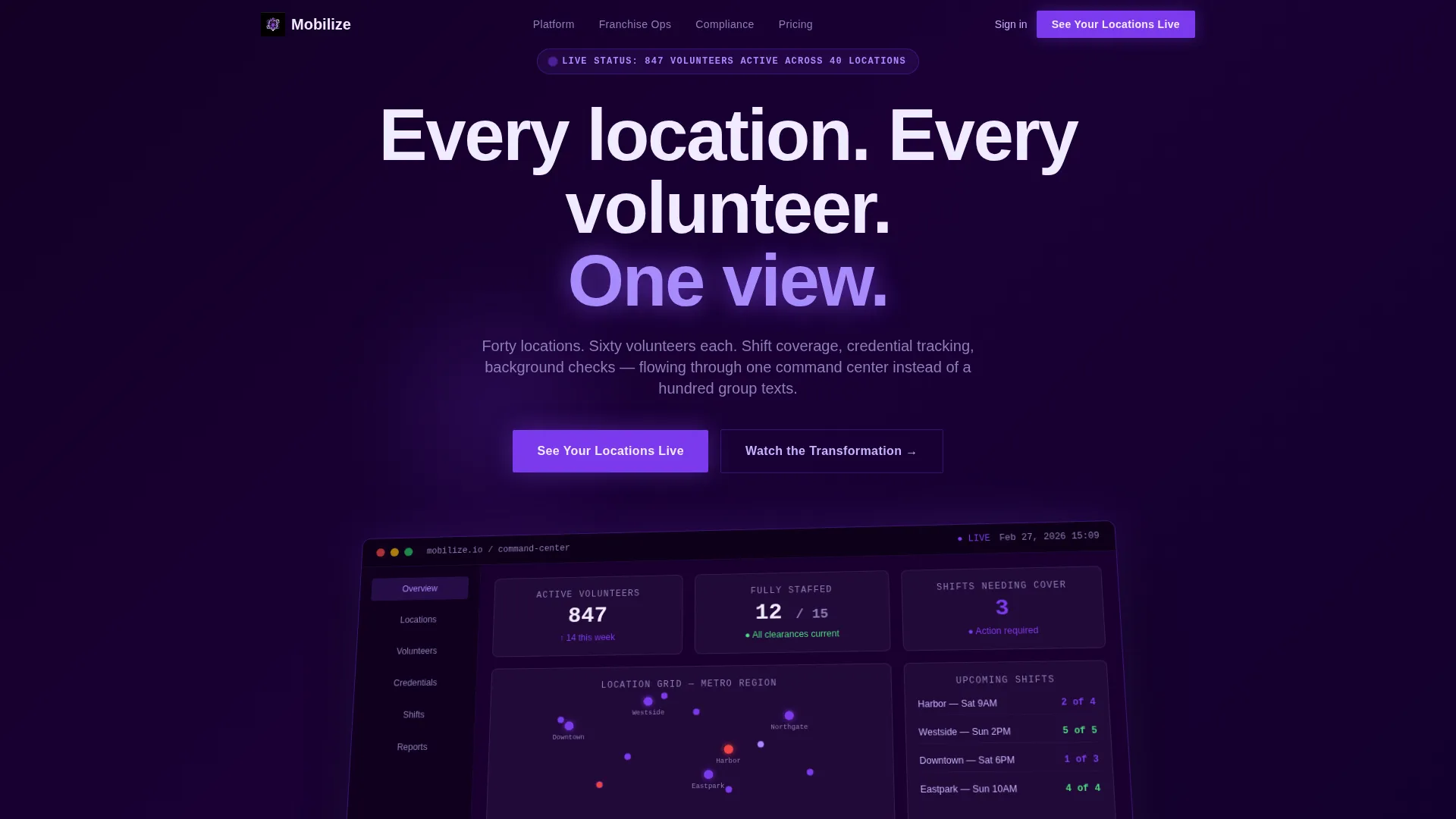 Franchise Volunteer Management Landing Page Template