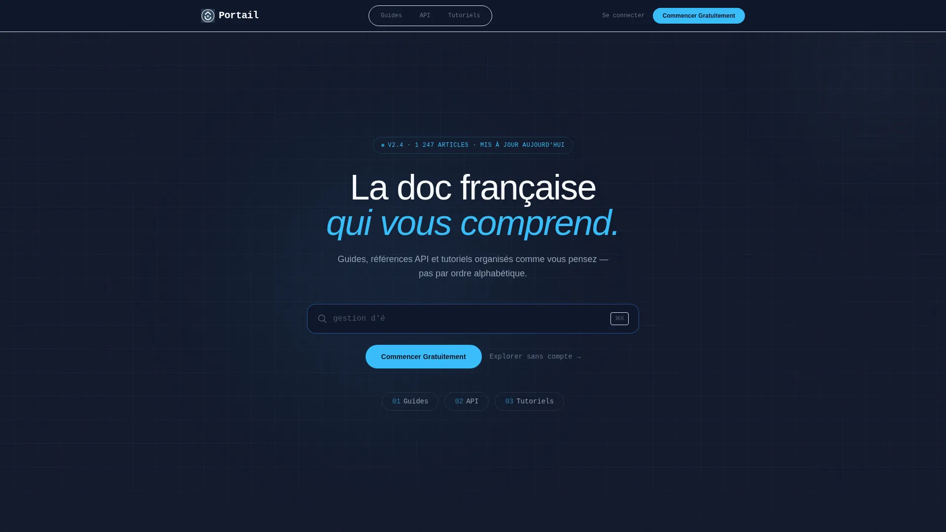 Documentation Portal Landing Page Template