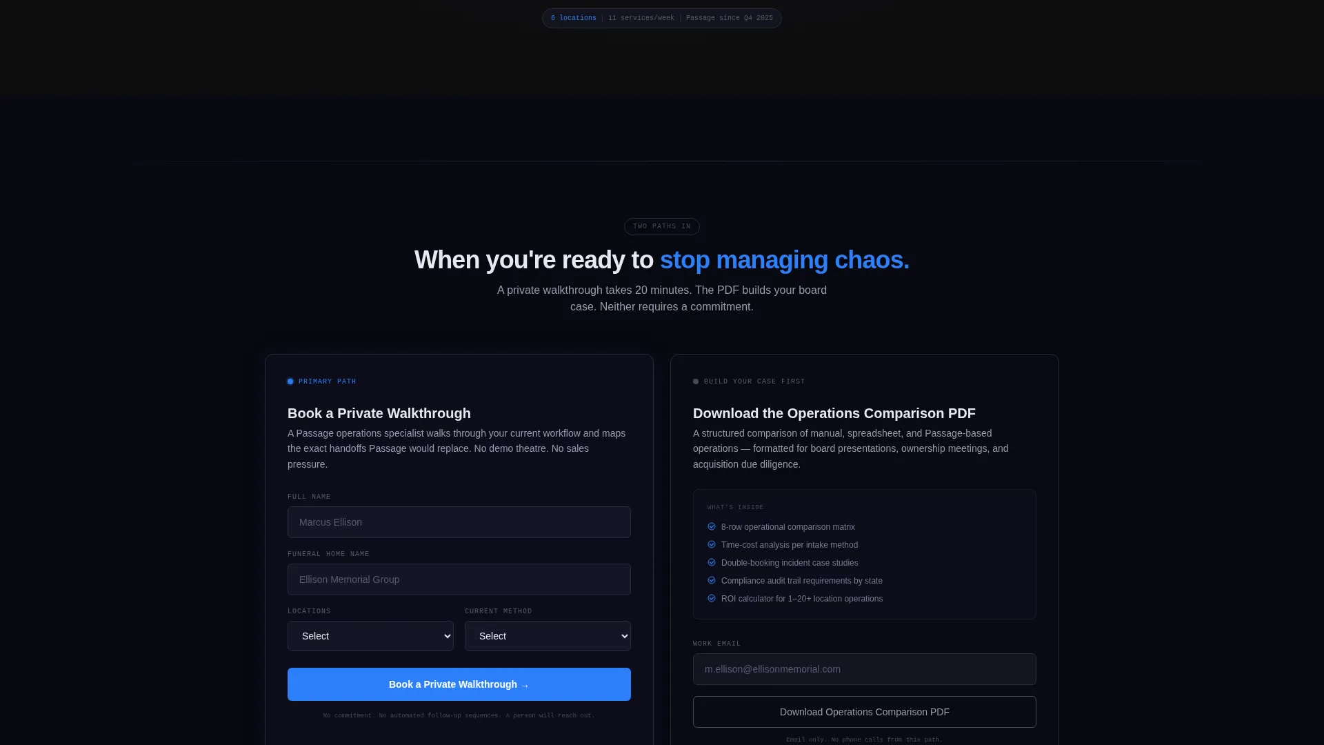 Funeral Booking Comparison Table Landing Page