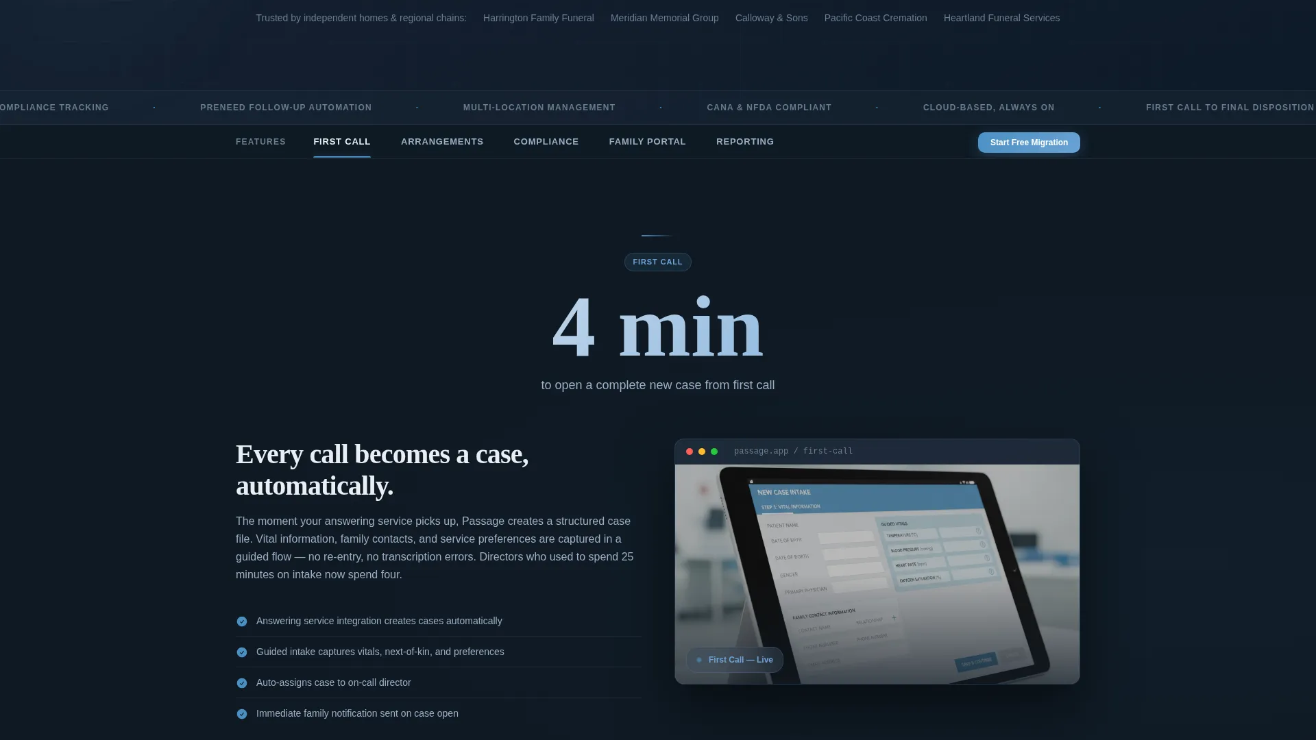 Funeral CRM Landing Page Template
