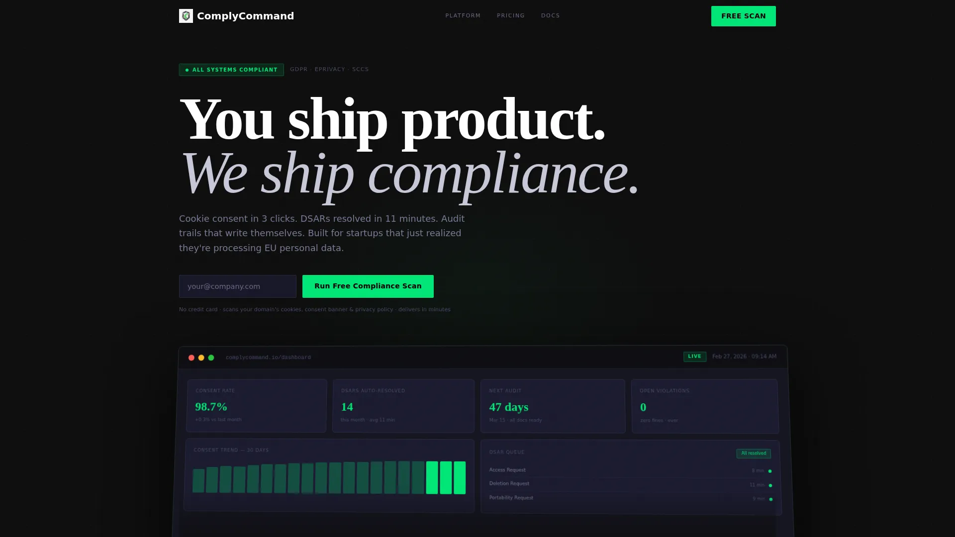 GDPR Compliance Bento Grid Landing Page Template