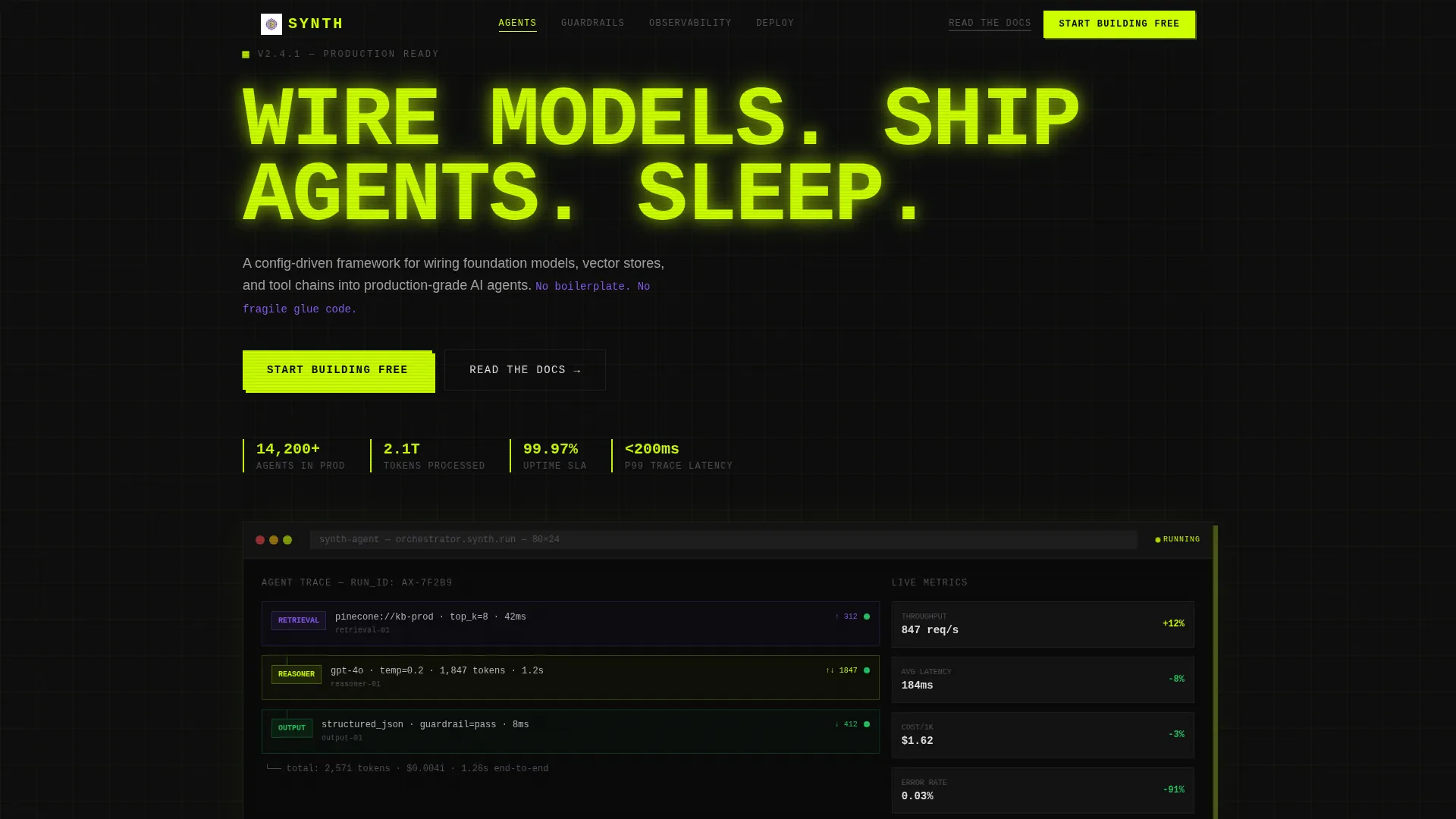 AI Agent Framework Landing Page Template