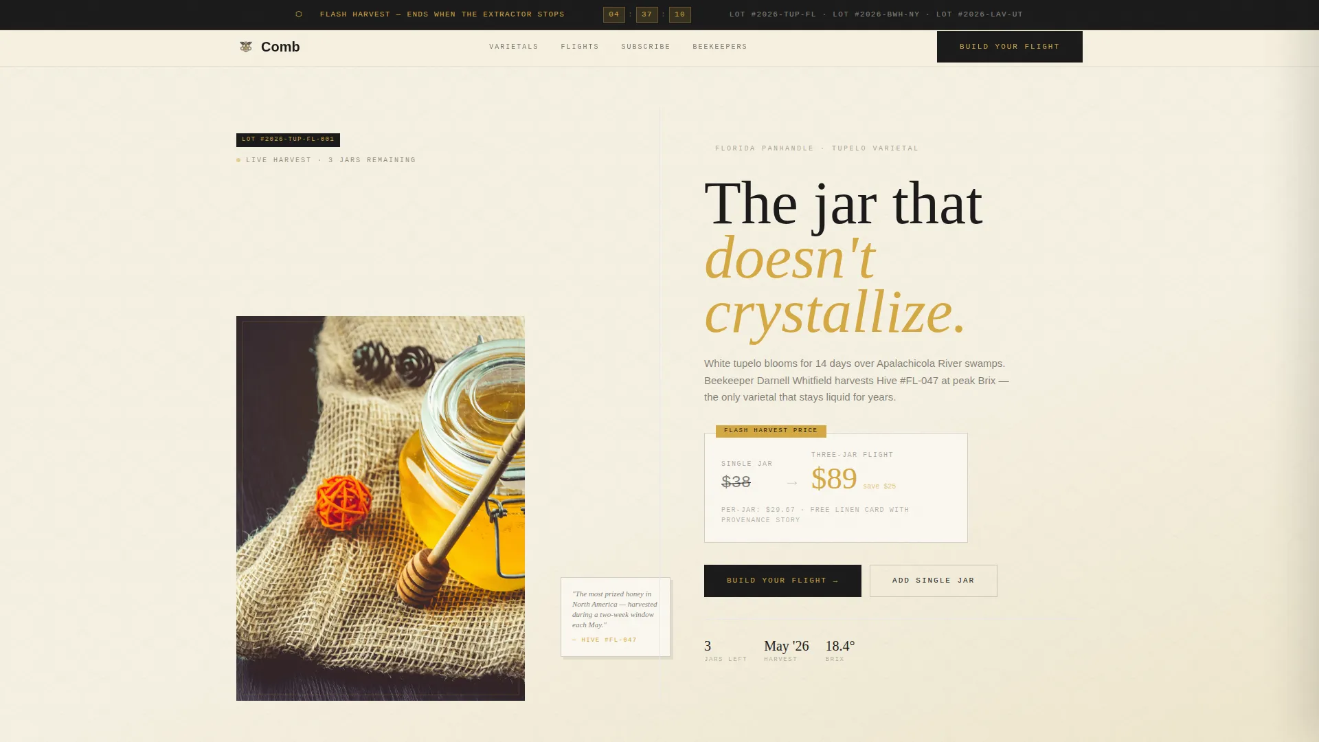 Artisan Honey Landing Page Template for Niche Sellers