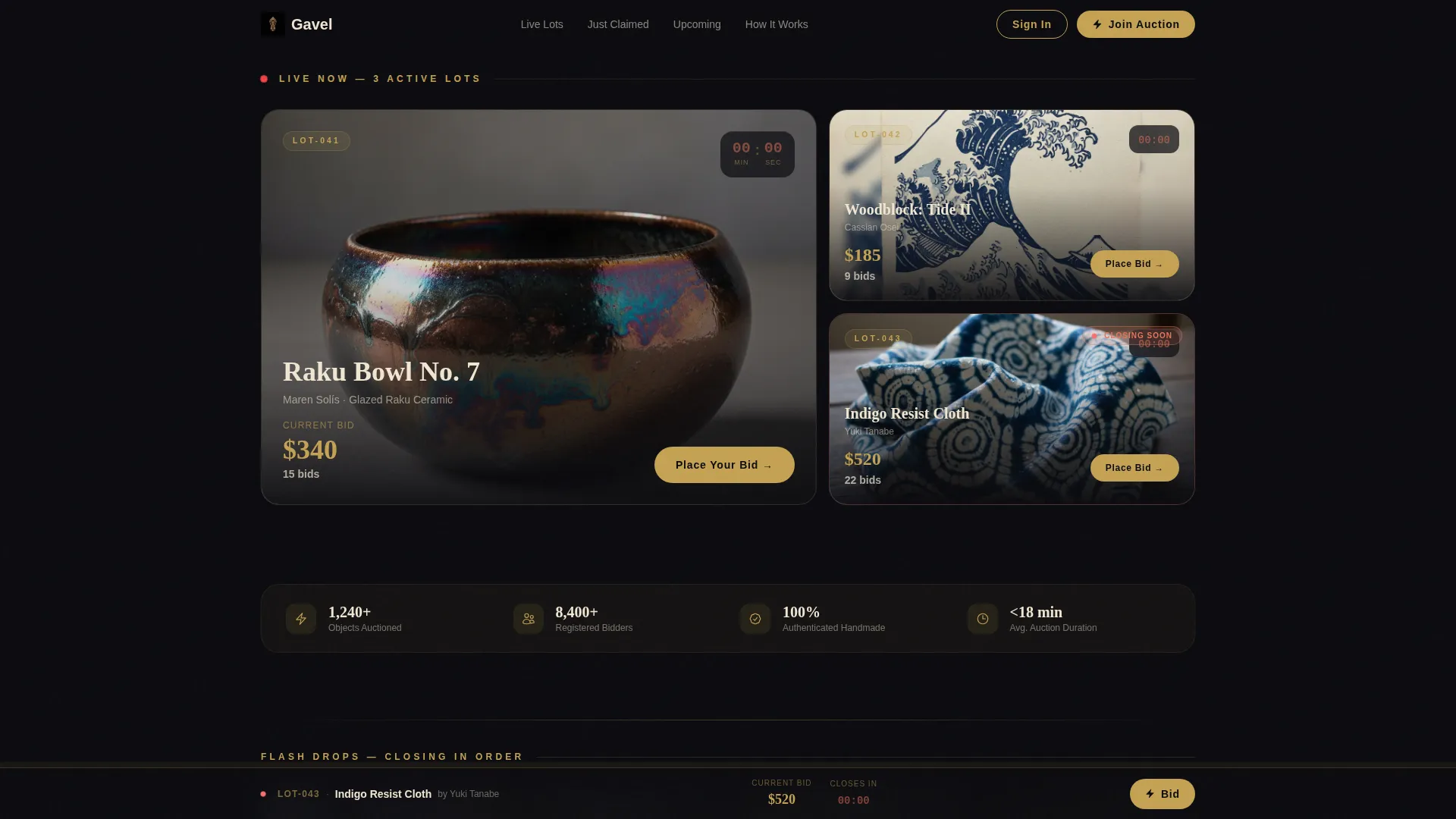 Bento Grid Auction Landing Page Template
