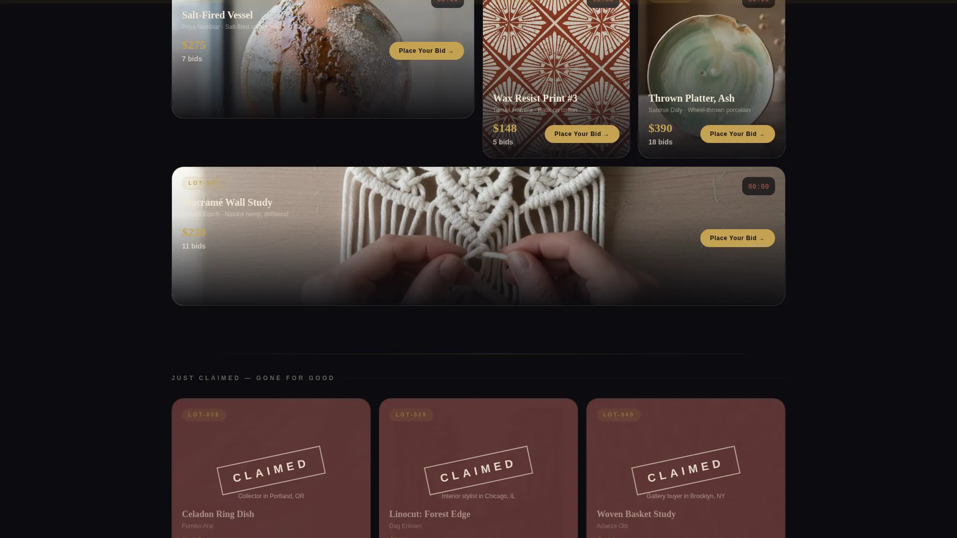 Bento Grid Auction Landing Page Template