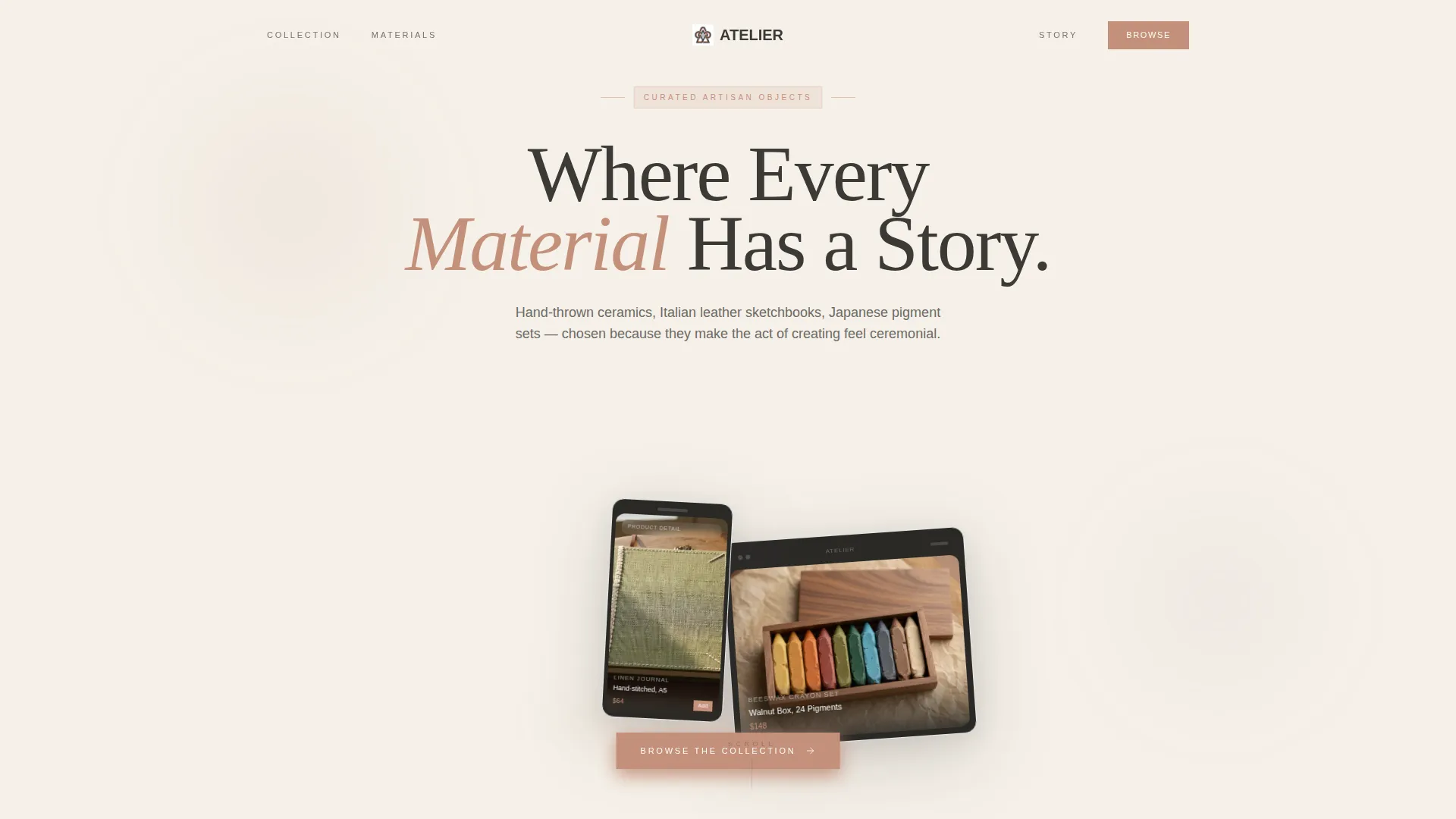 Luxury Arts & Crafts Bento Grid Landing Page