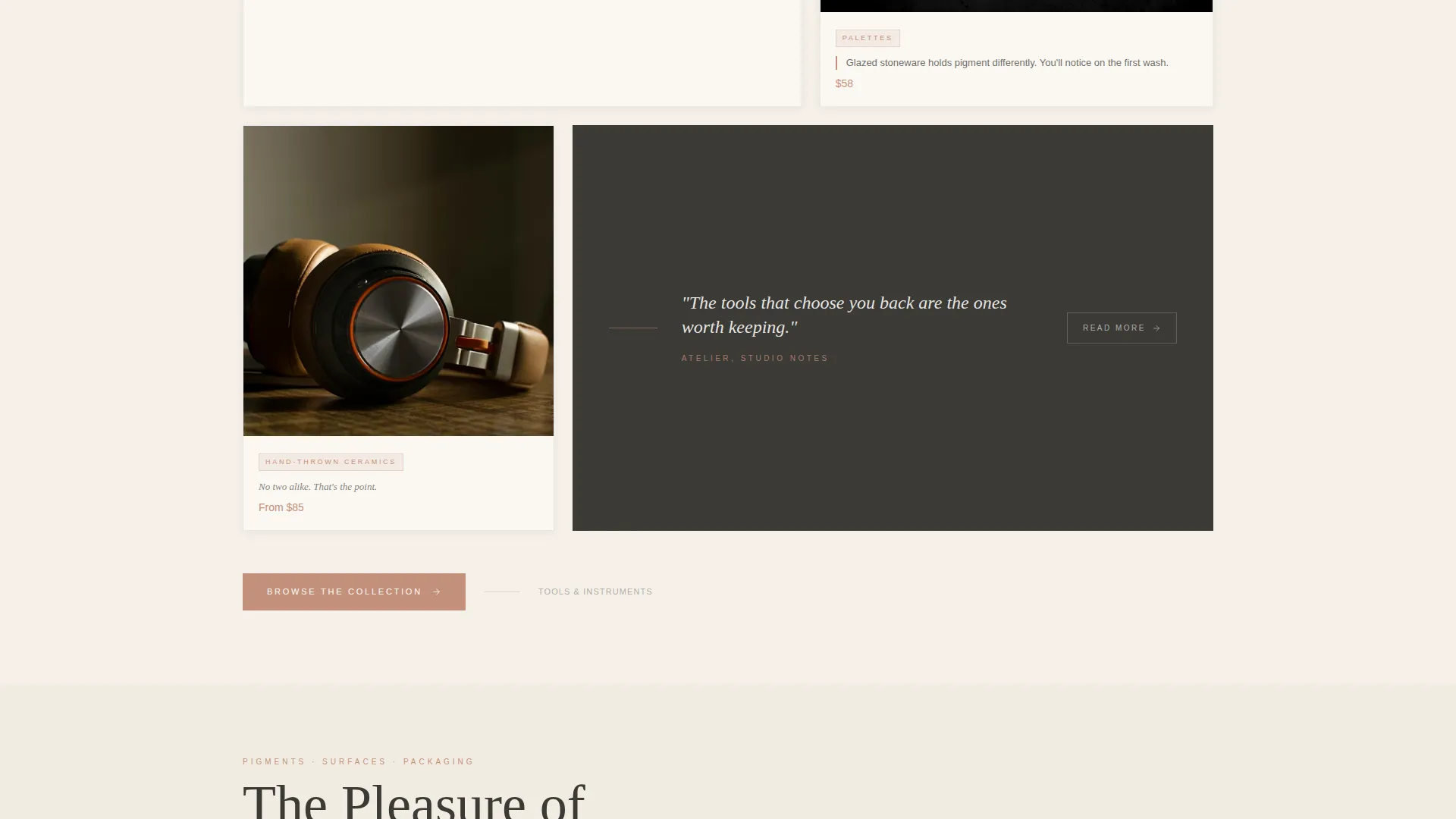 Luxury Arts & Crafts Bento Grid Landing Page