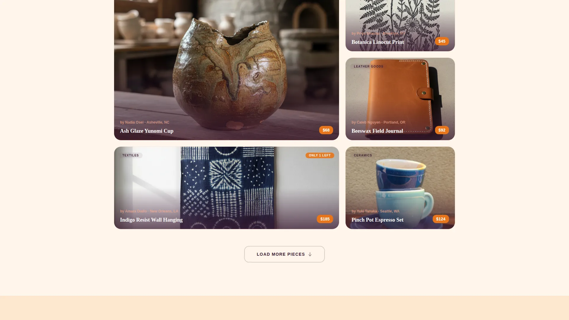 Handcrafted Artisan Arts & Crafts Landing Page