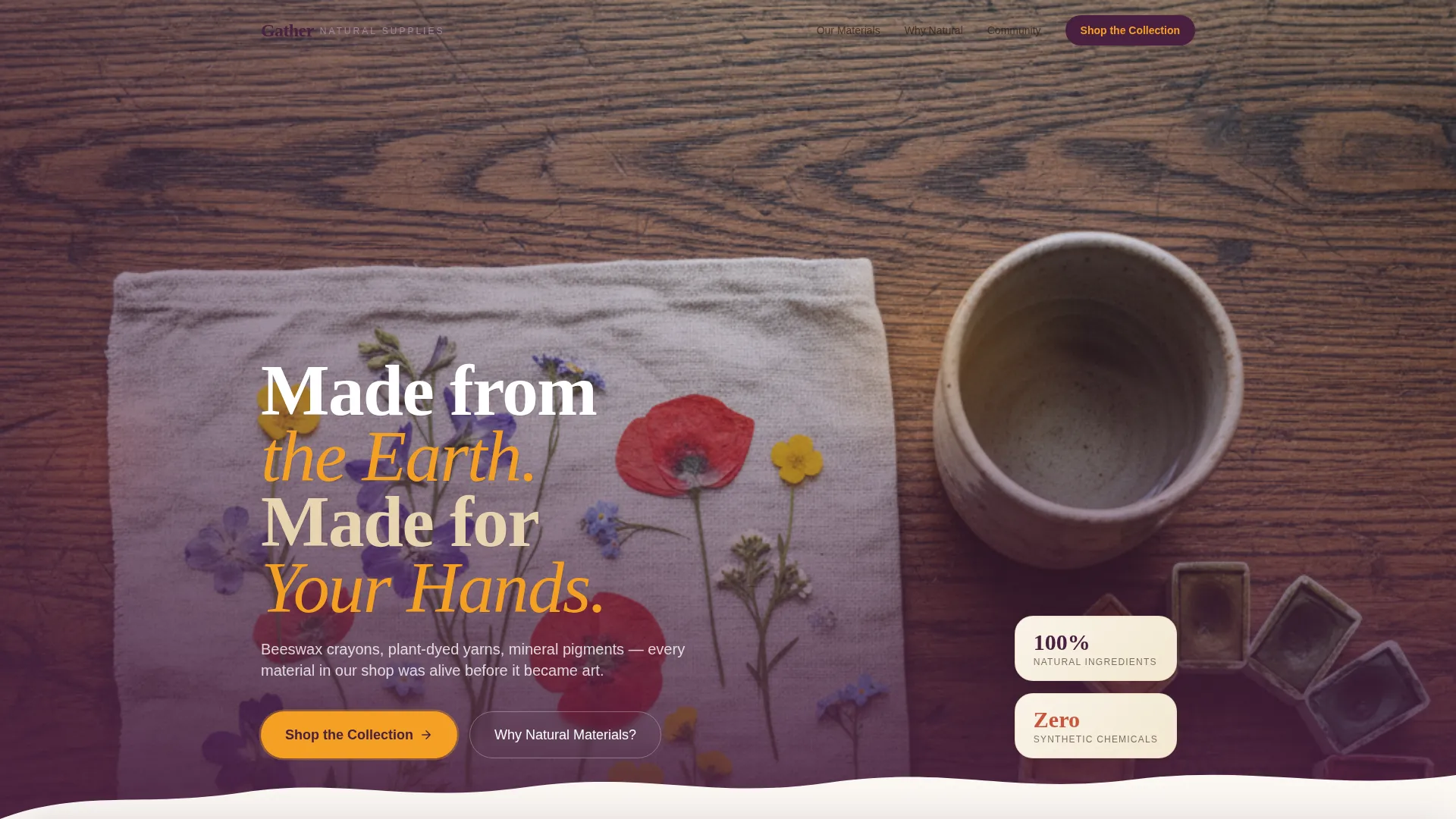 Earthy Crafts Landing Page Template for Natural Art Stores