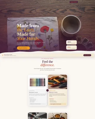 Earthy Crafts Landing Page Template for Natural Art Stores