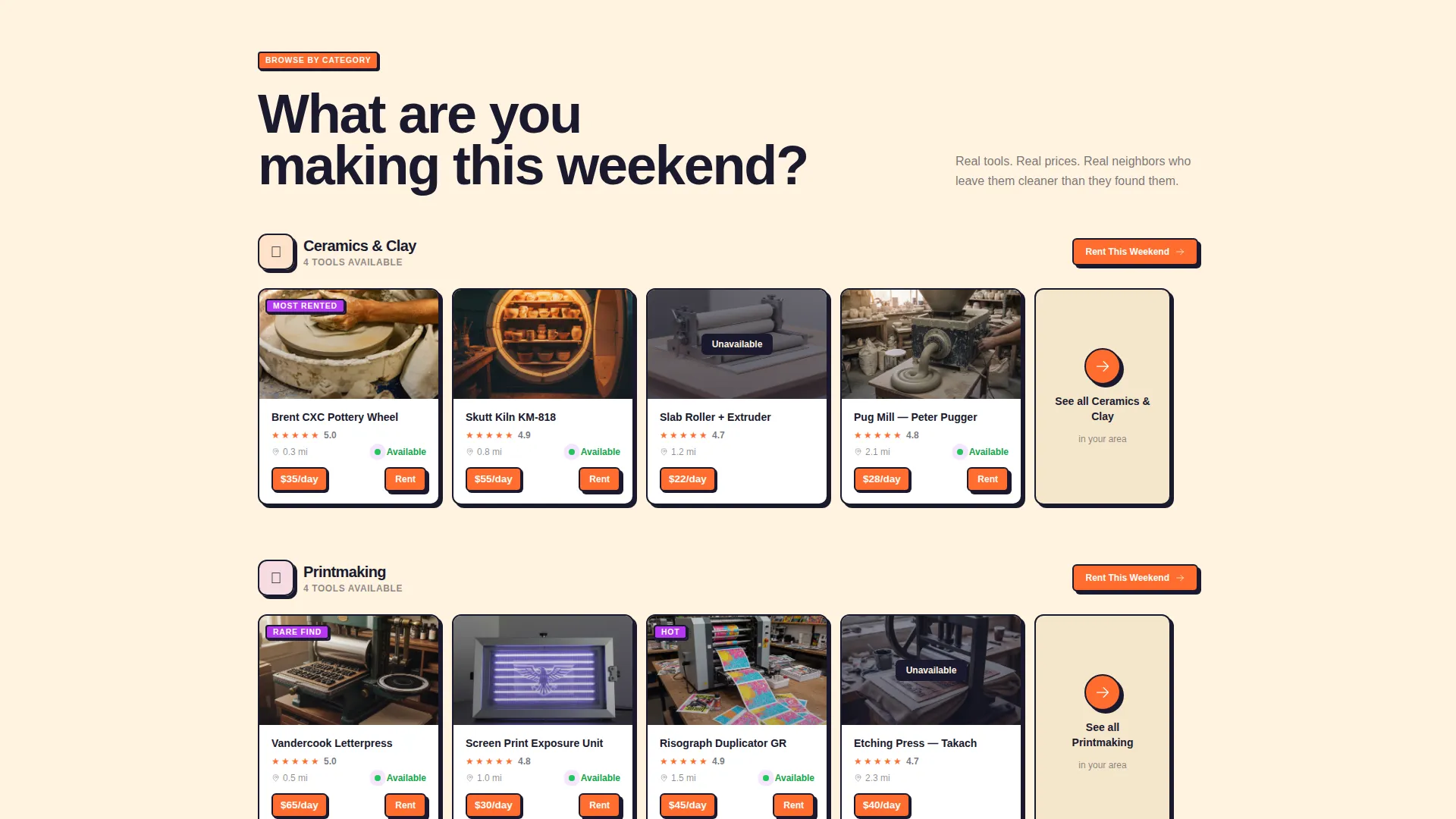 Arts & Crafts Tool Rental Landing Page Template