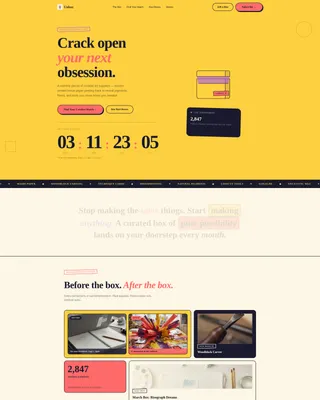 Arts & Crafts Subscription Box Bento Grid Landing Page