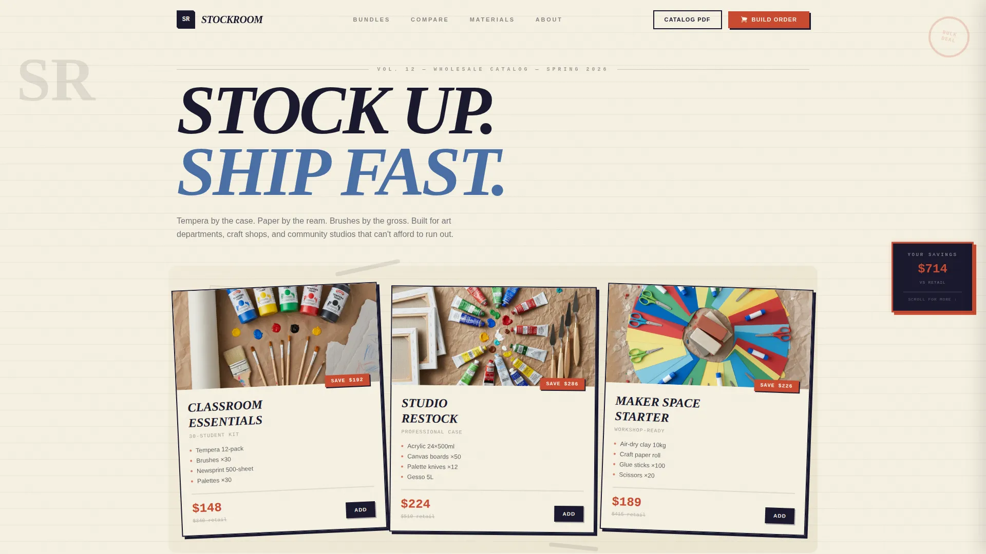 Wholesale Arts and Crafts Landing Page Template