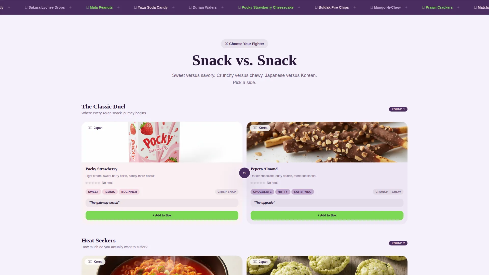 Asian Snack Shop Bento Grid Landing Page Template