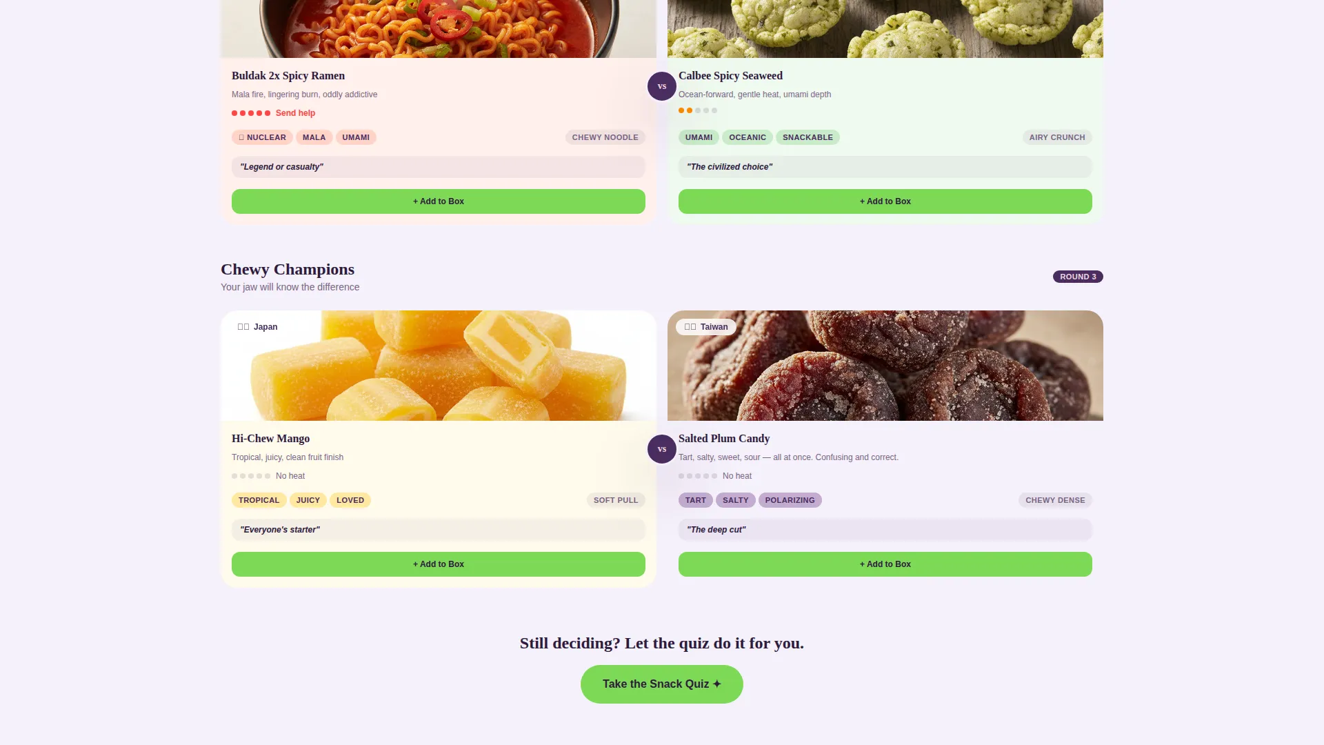Asian Snack Shop Bento Grid Landing Page Template