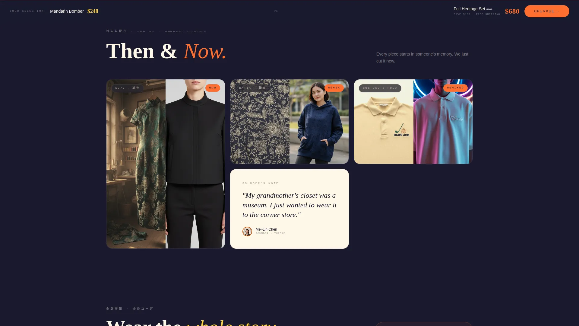Bold Heritage Landing Page for Asian-Owned Clothing Brands