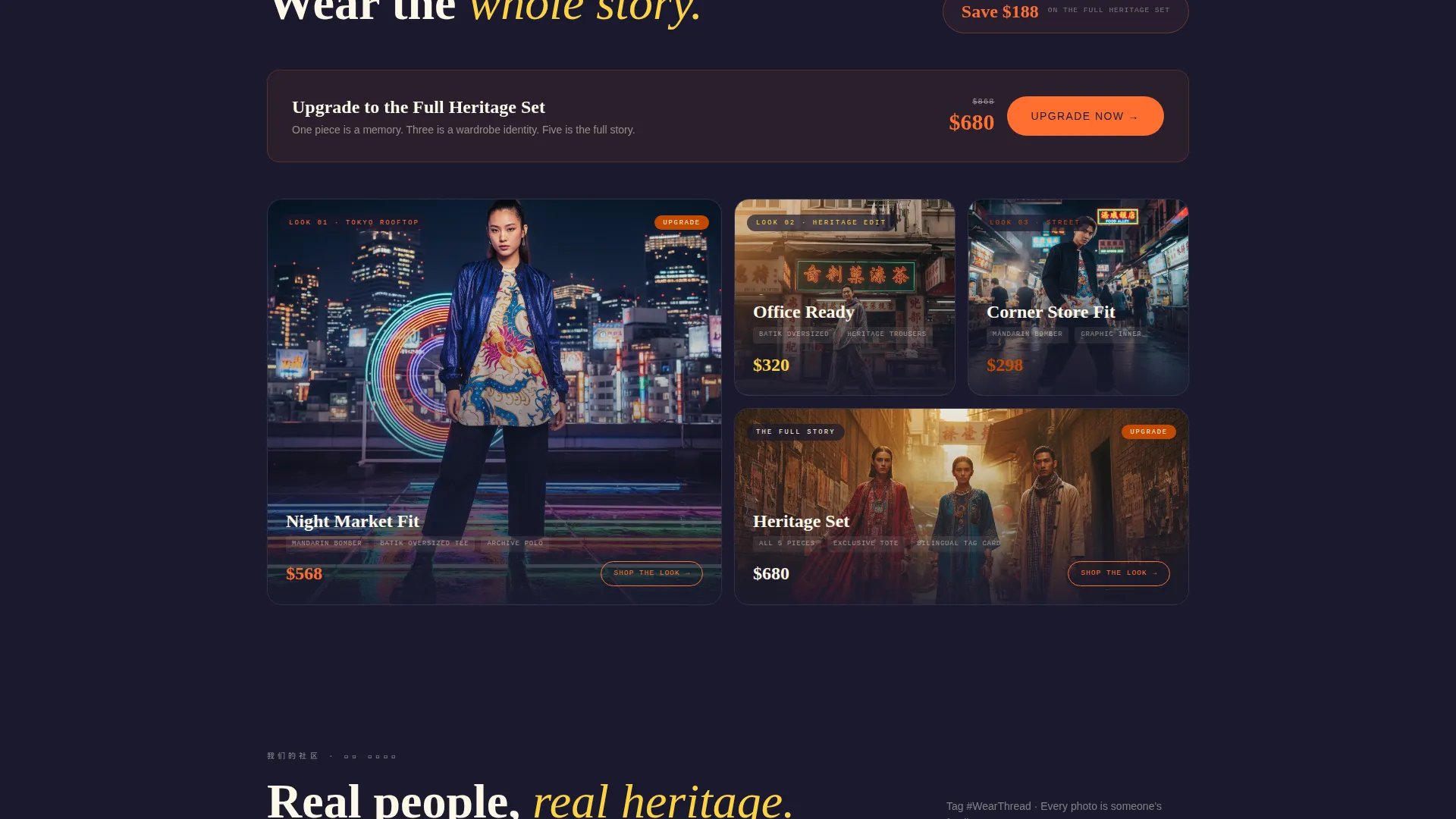 Bold Heritage Landing Page for Asian-Owned Clothing Brands